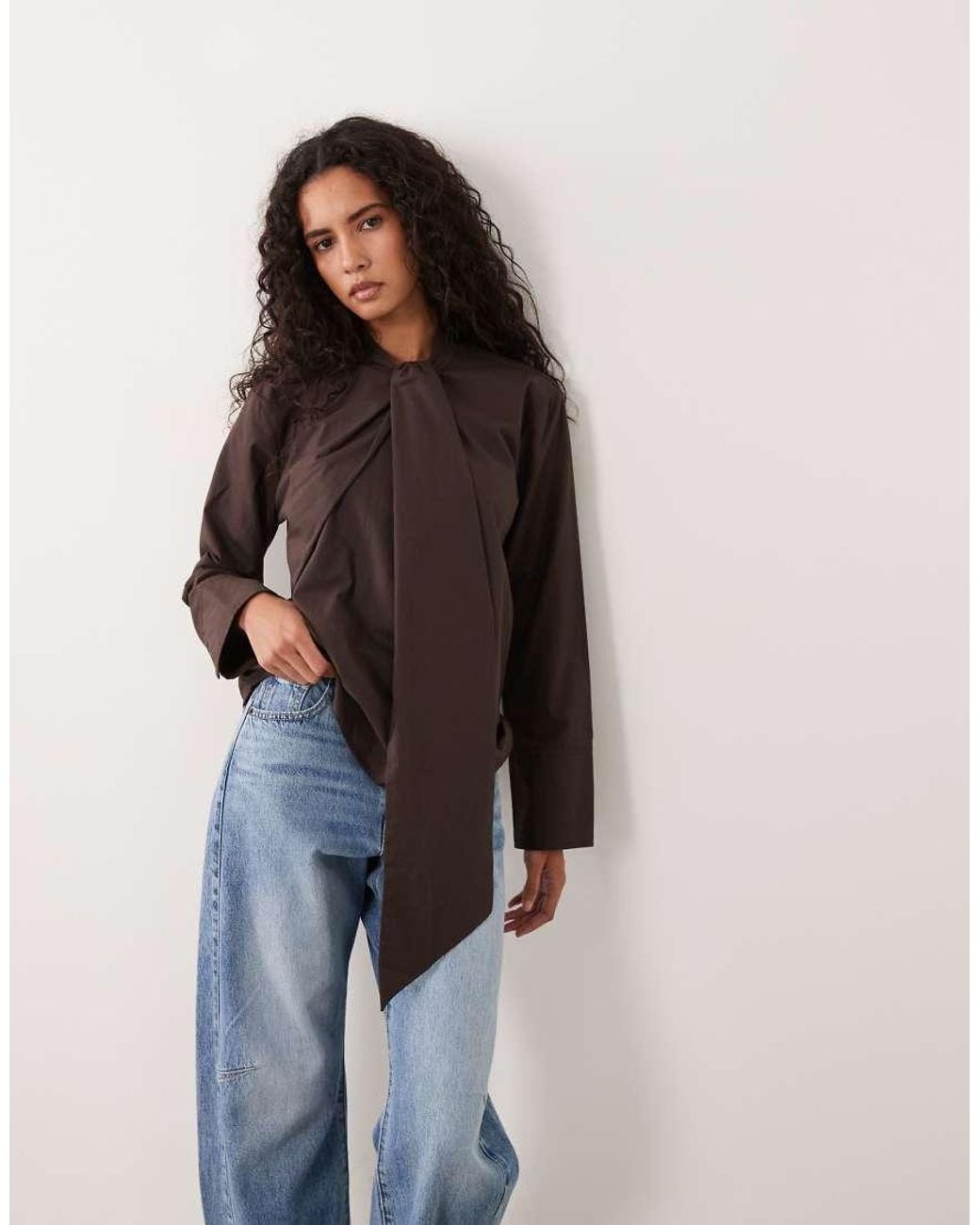 Wednesday's Girl Blue Scarf Detail Shirt