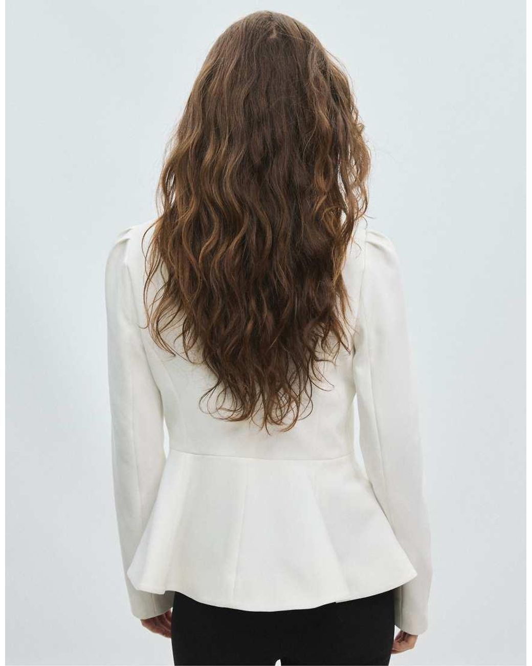 Stradivarius White Peplum Blazer