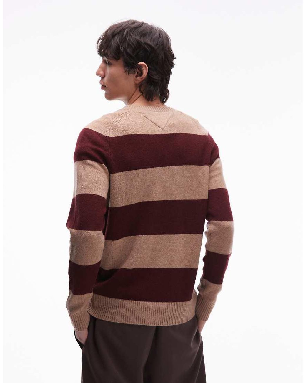 Tommy Hilfiger Red Lambswool Stripe Jumper for men