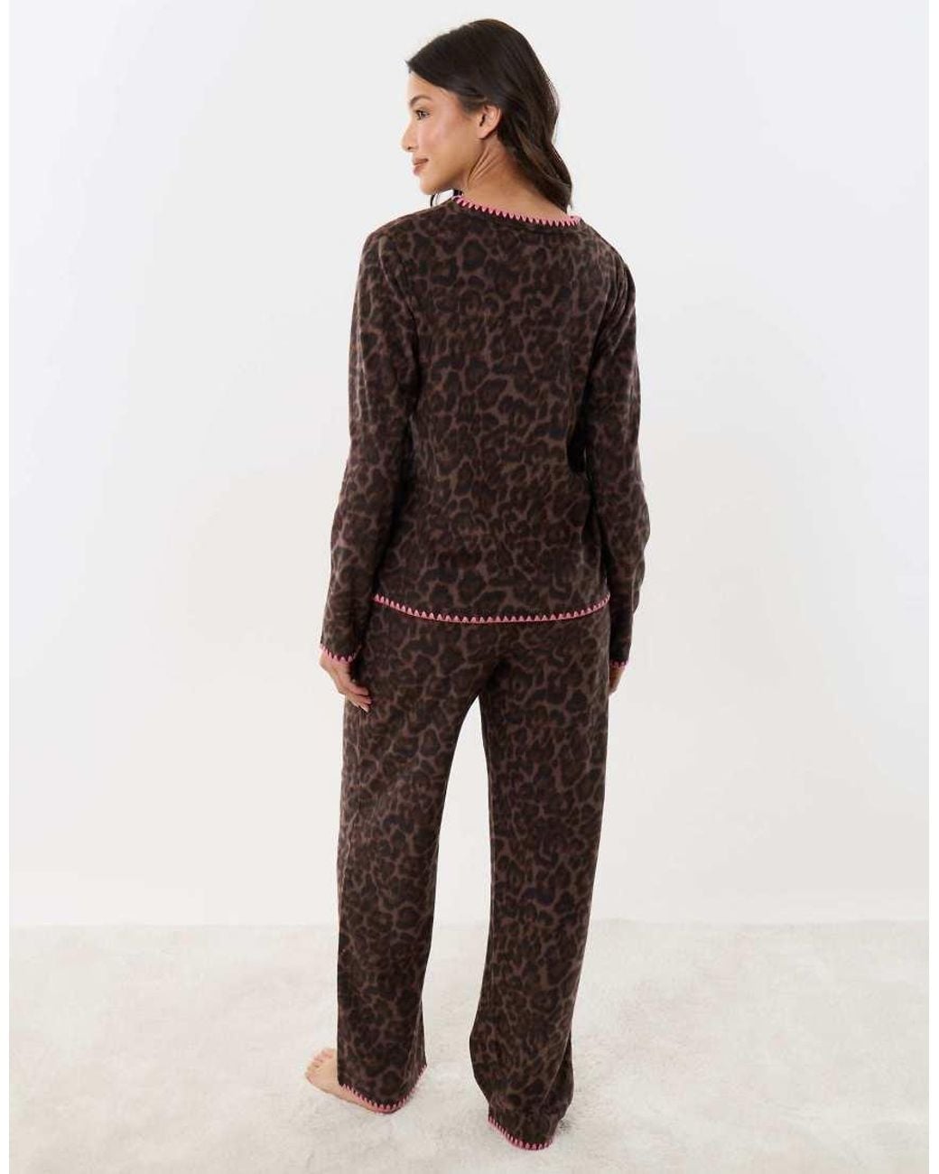 Threadbare Brown Micro Fleece Pyjama Set
