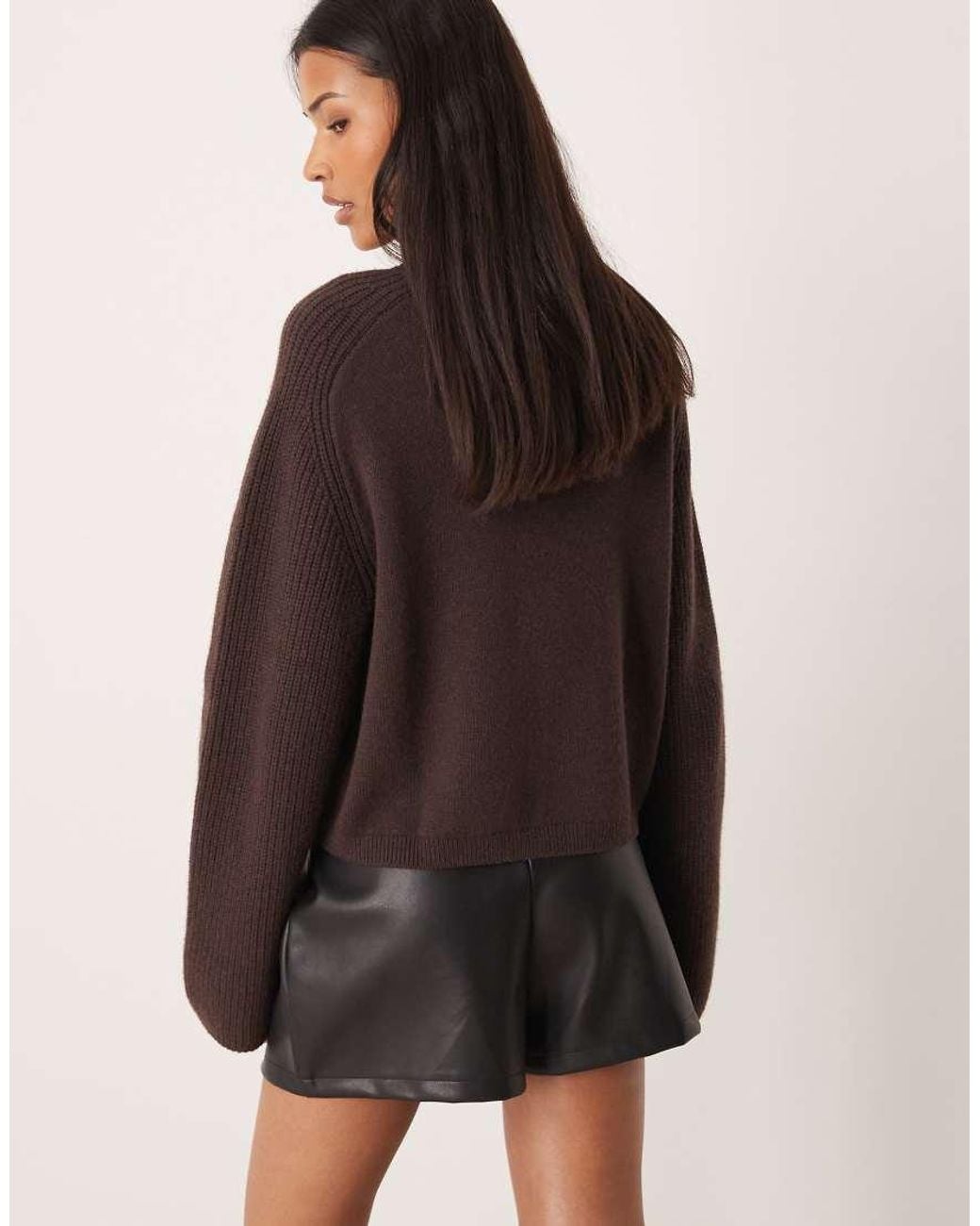ASOS Brown Pu Mid Rise Shorts