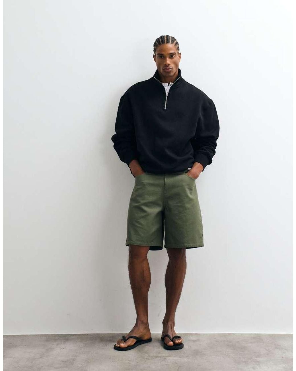 ASOS Black Premium Heavyweight Oversized Quarter Zip Sweatshirt for men