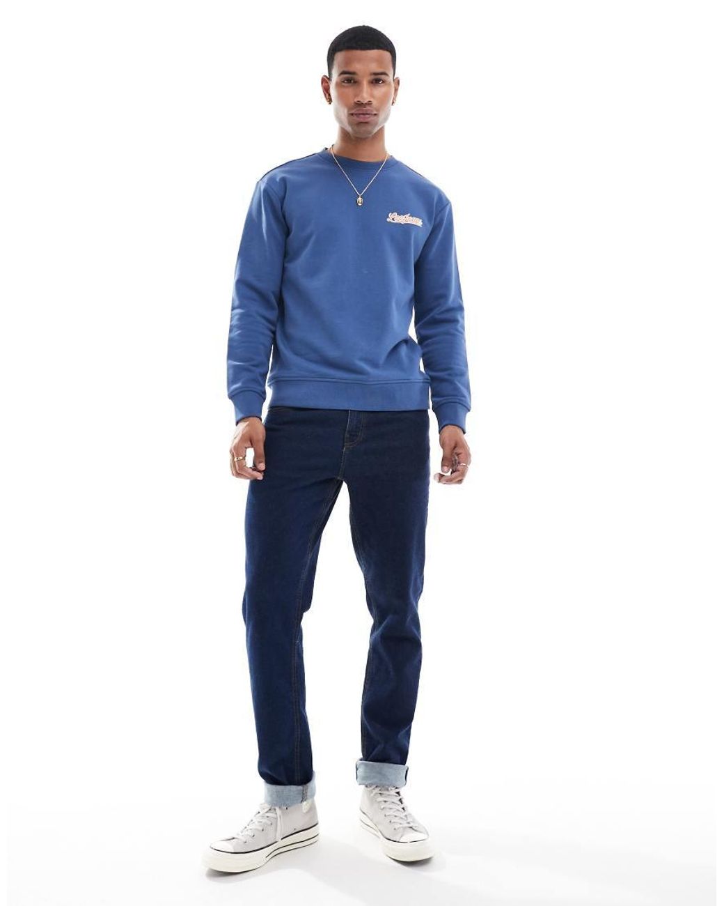 Lee Jeans Blue Script Logo Sweatshirt for men