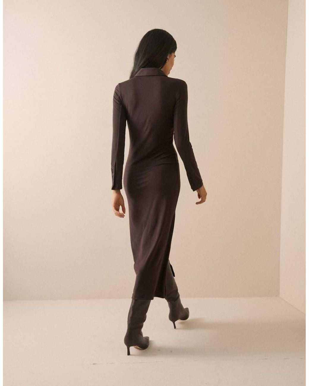 Nobody's Child Natural Modal-Rich Button Front Midi Dress