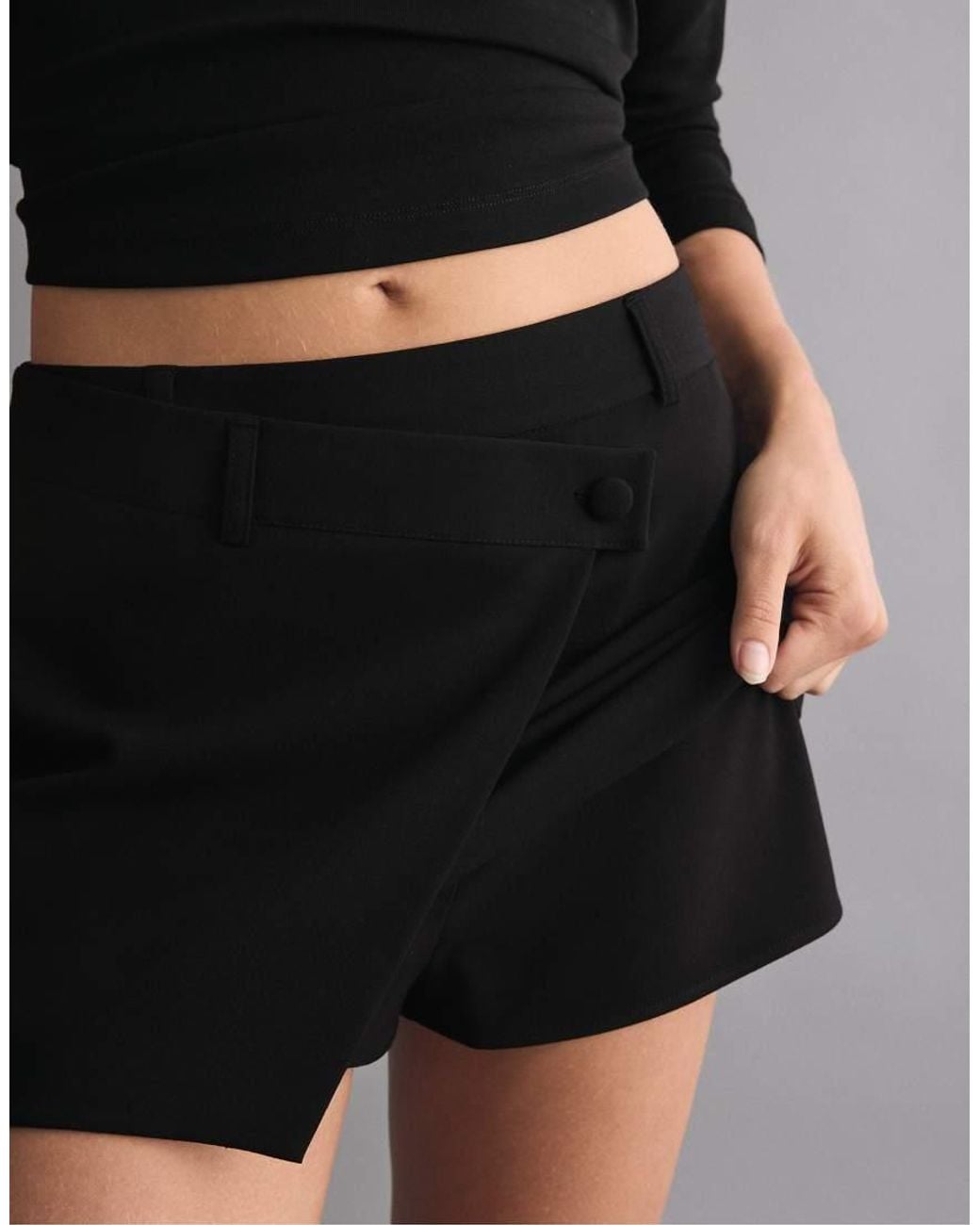 Stradivarius Black Crossover Mini Skort