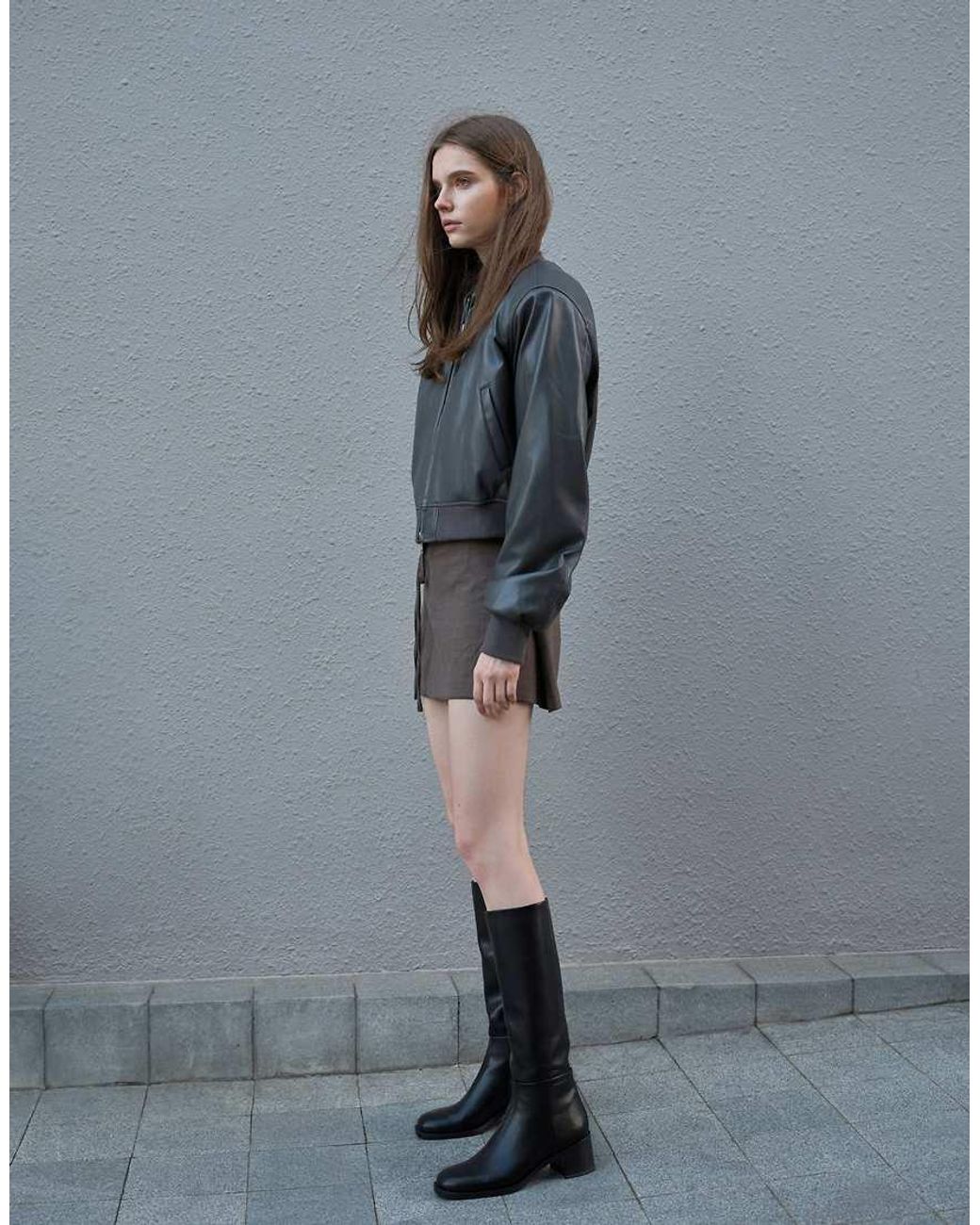 Charles & Keith Black Louise Block-Heel Knee-High Boots