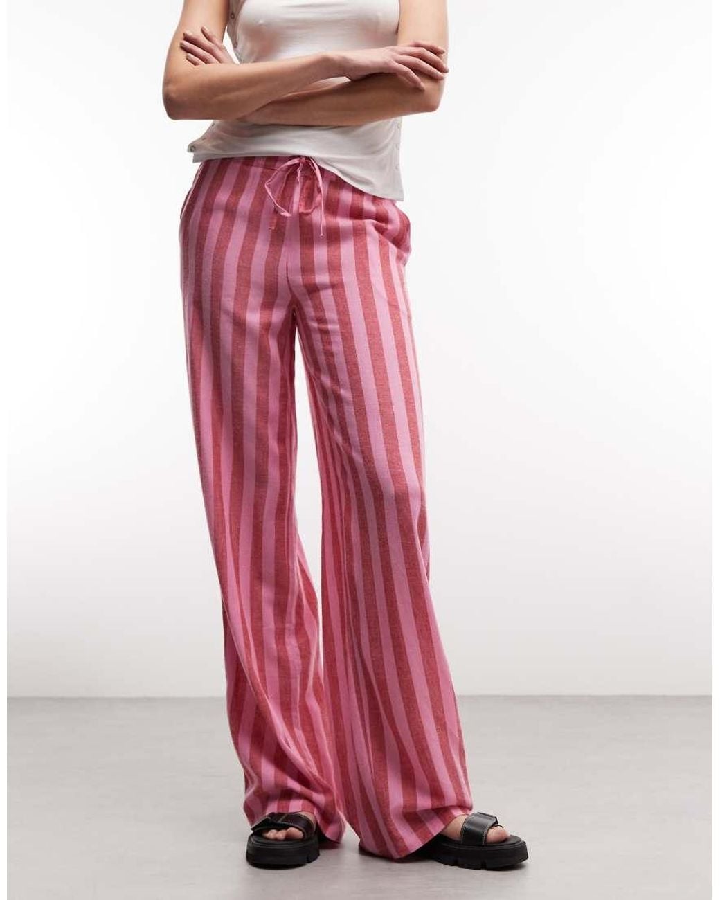 Noisy May Pink Linen Mix Pants