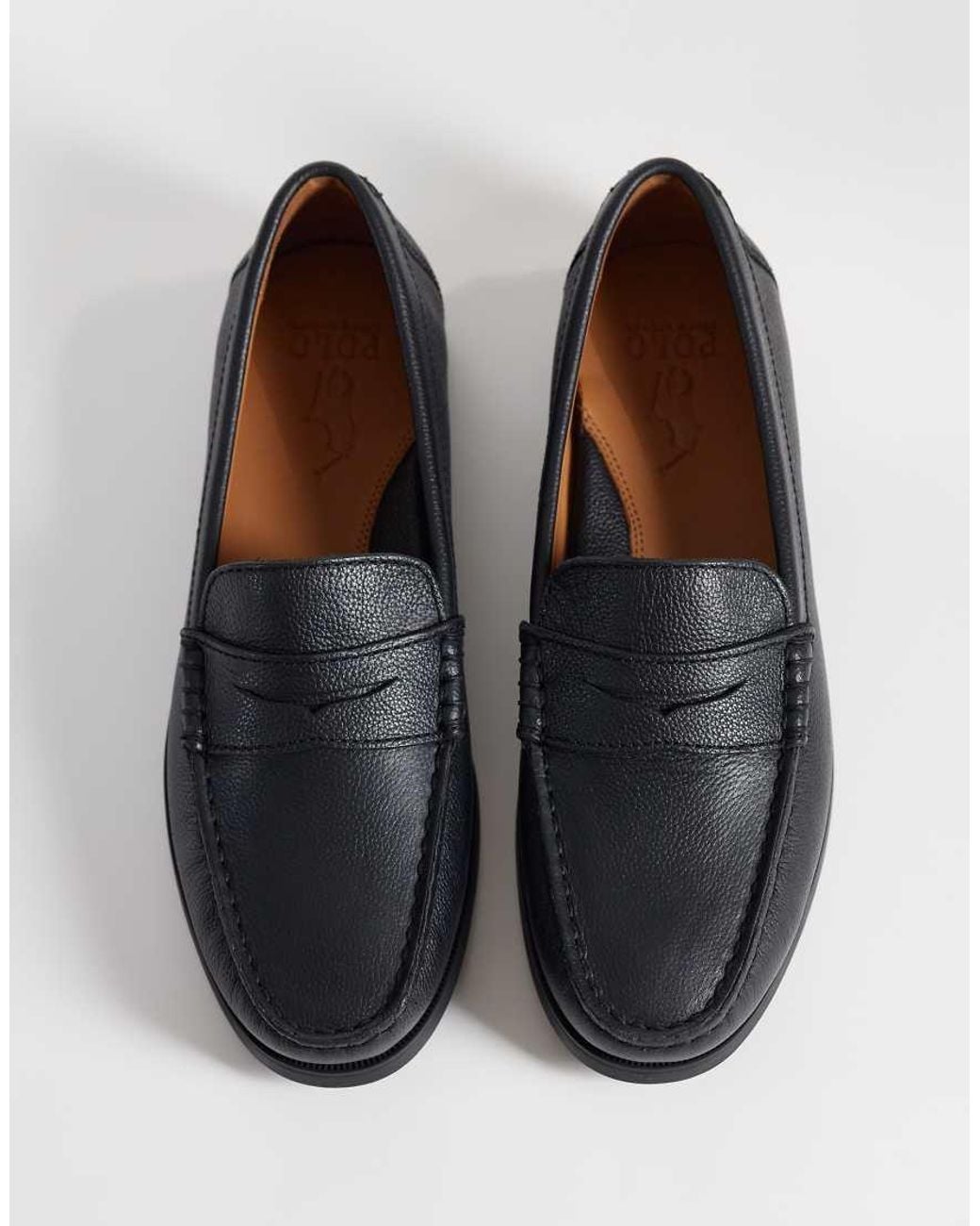Polo Ralph Lauren Blue Merton Pebble Leather Loafers for men