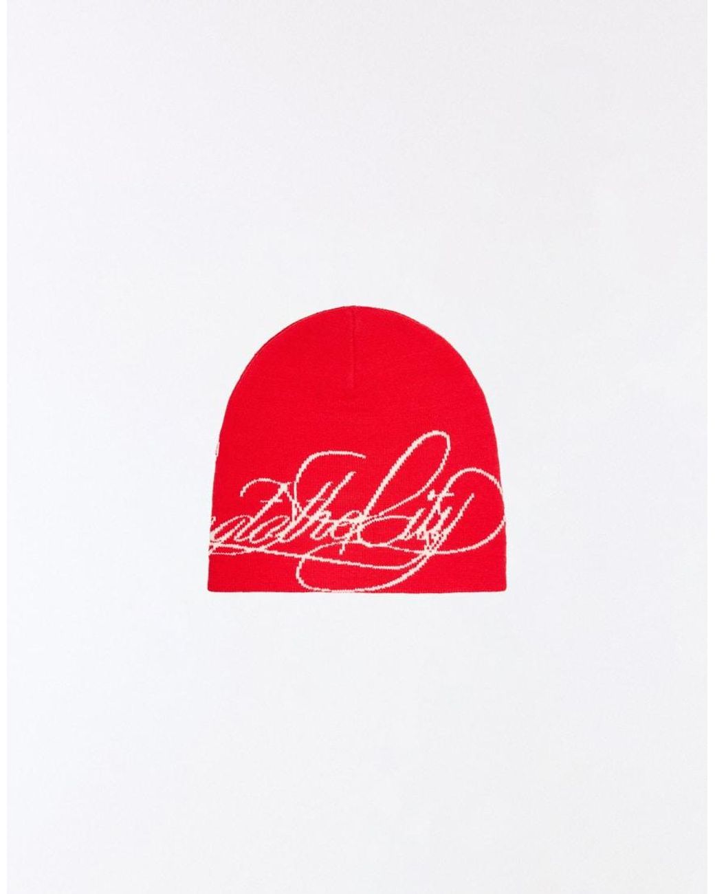 Bershka Red Knitted Beanie for men