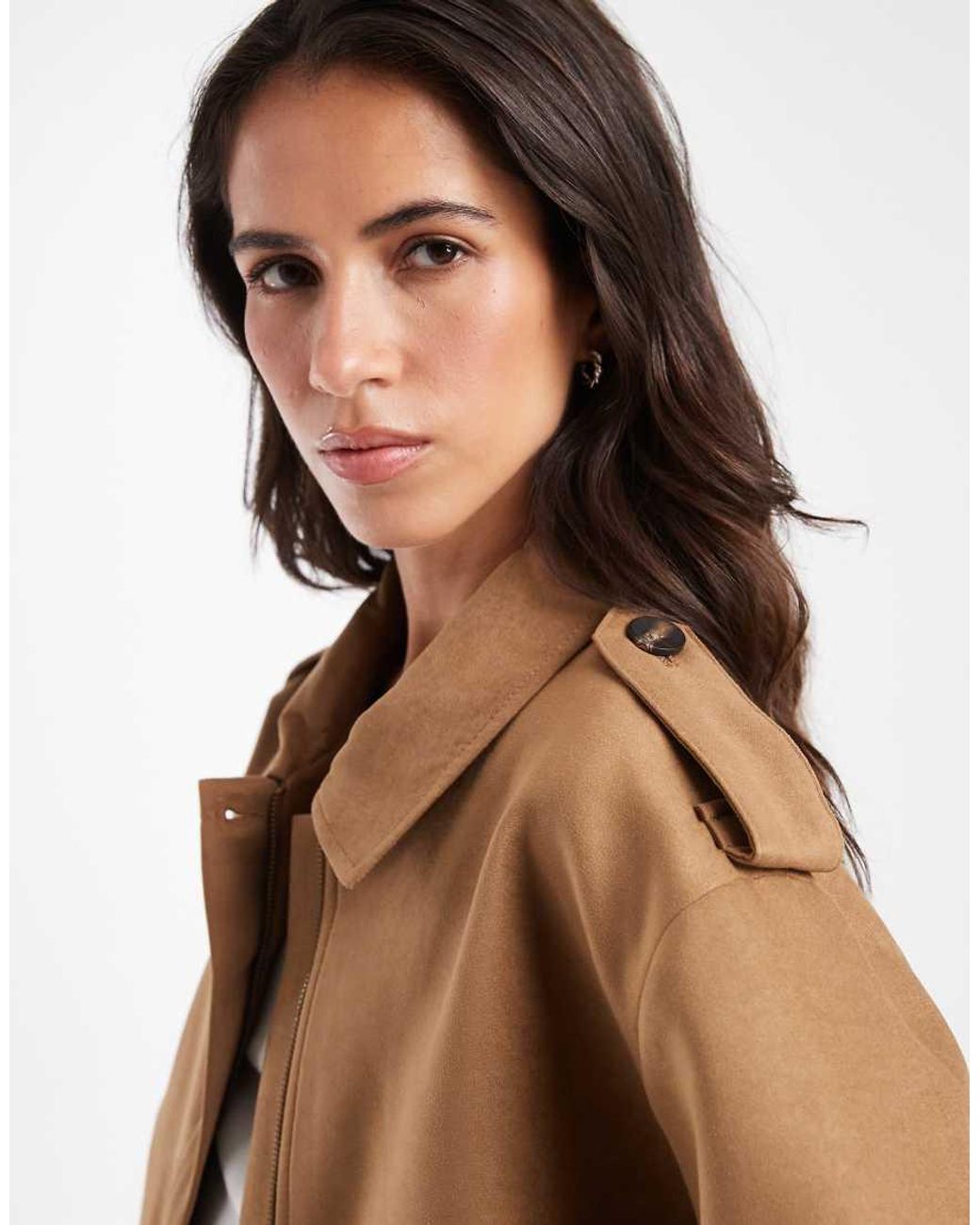 ASOS Black Top Collar Faux Suede Bomber Jacket
