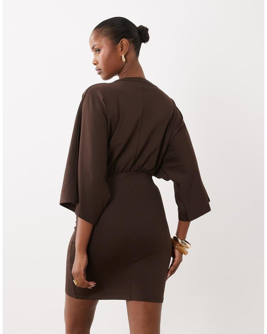ASOS Natural Grecian V Neck Mini Dress