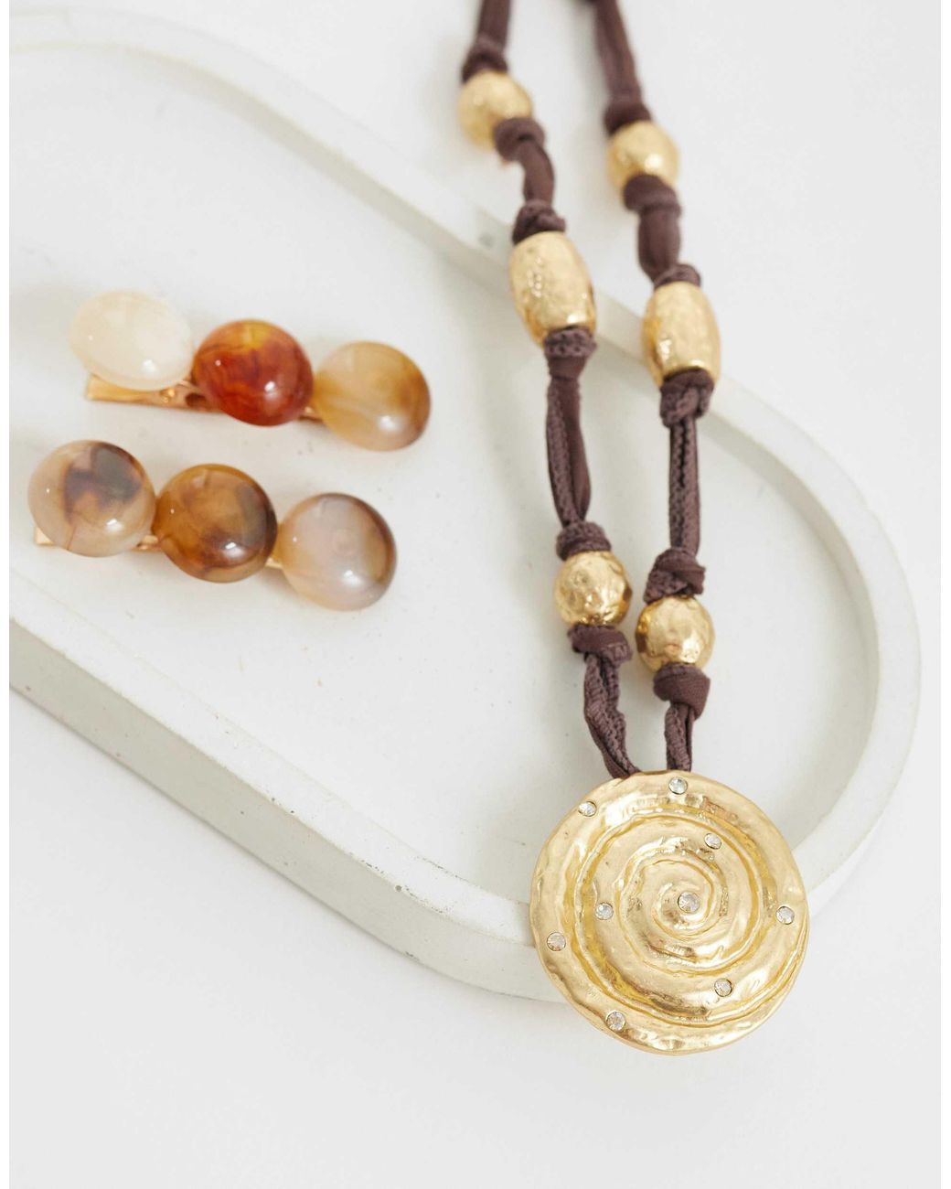 Mango Metallic Rustic Beaded Necklace