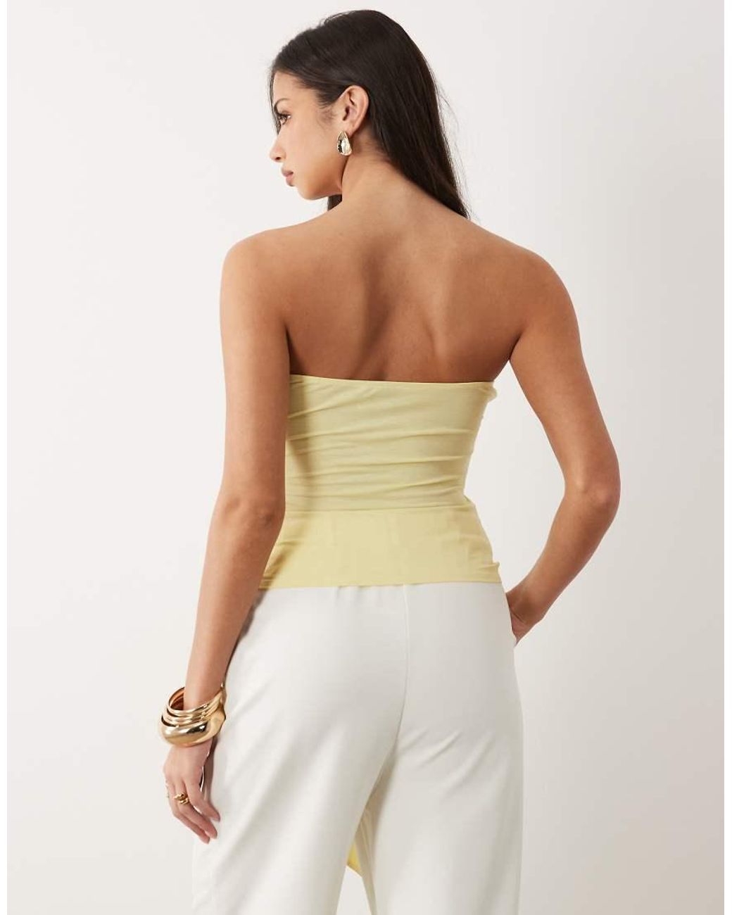 ASOS White Textured Slinky Bandeau Top With Hardware