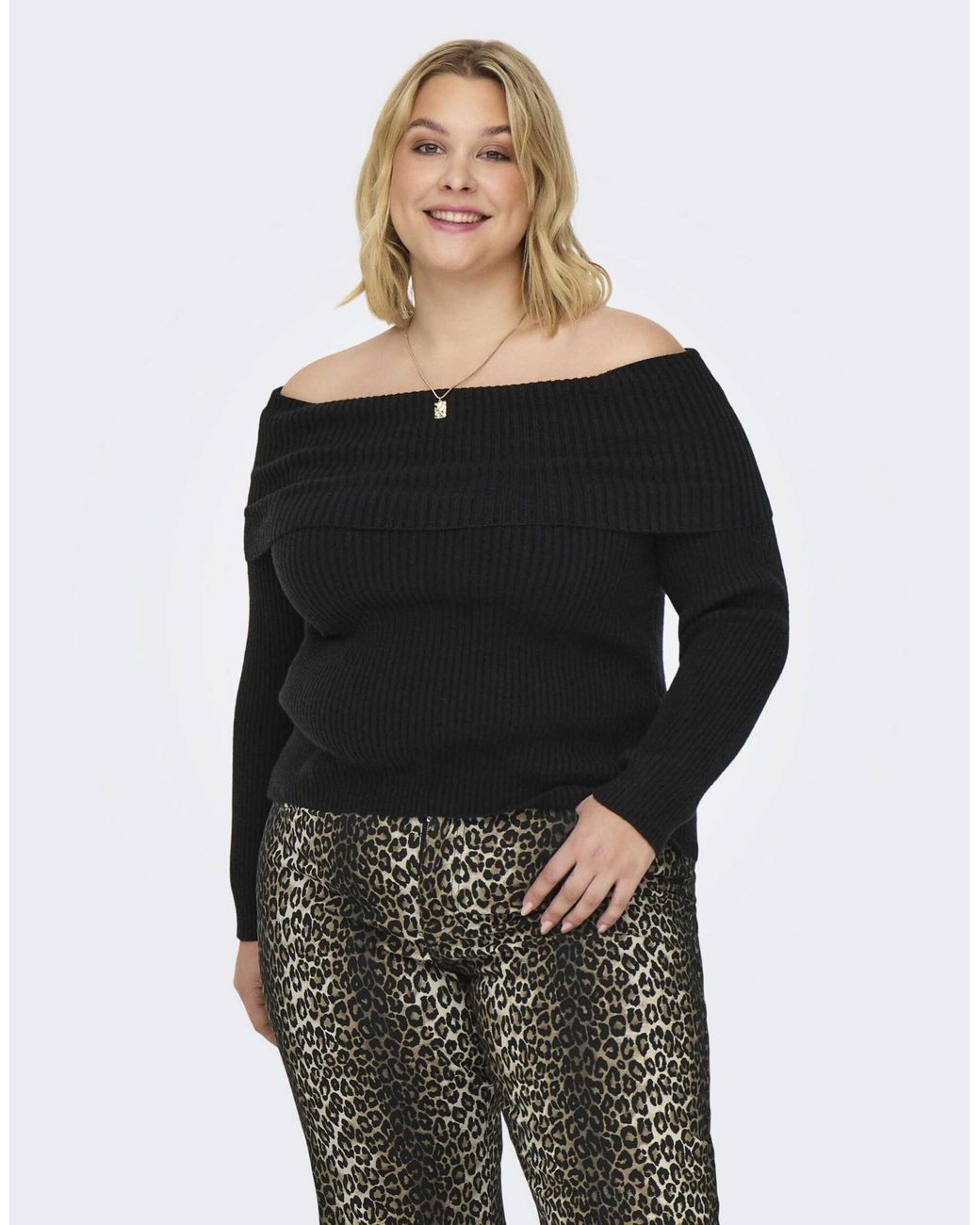 Pull en maille à épaules dénudées ONLY en coloris Black