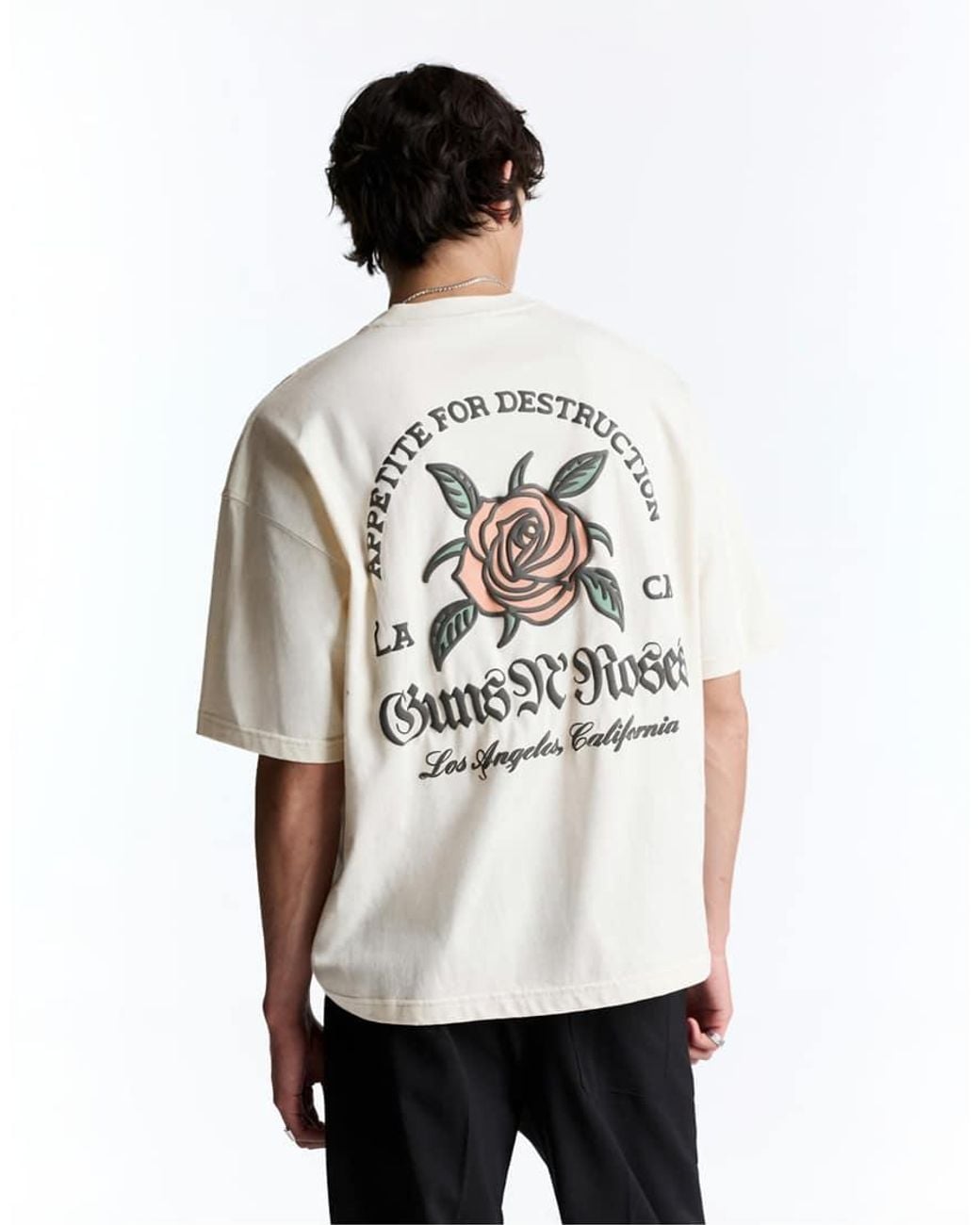 Pull&Bear White Guns N' Roses Relaxed Fit T-shirt for men