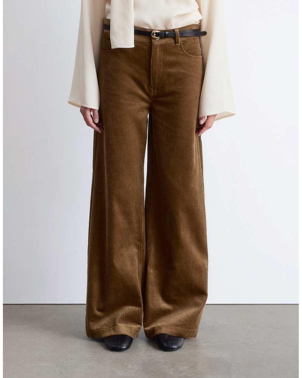 & Other Stories Brown Cord Wide Leg Trousers With 5-pocket Detail