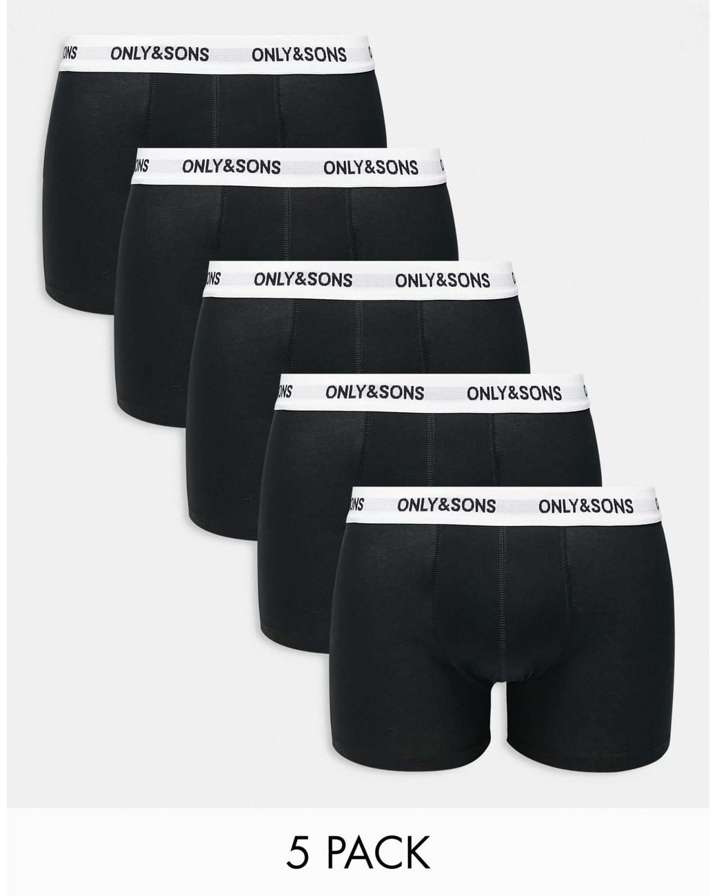 Only & Sons Black 5 Pack Trunks for men