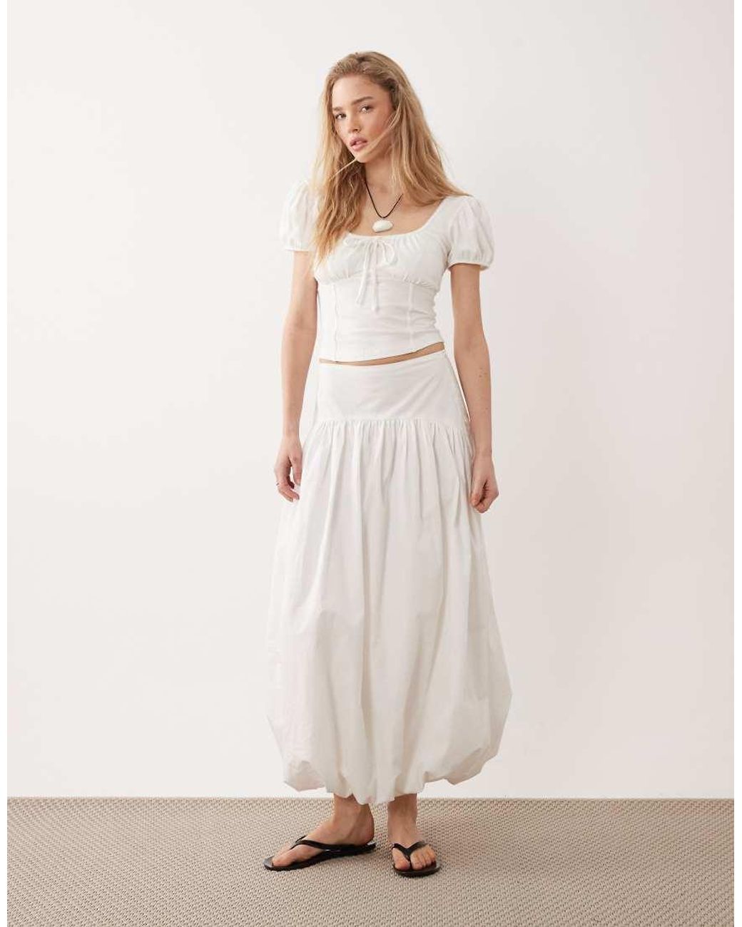 Miss Selfridge White Puff Sleeve Milkmaid Top