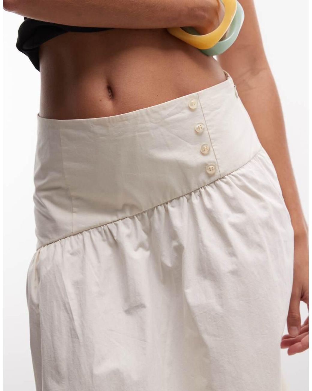 Reclaimed Vintage White Cotton Poplin Awkward Length Skirt
