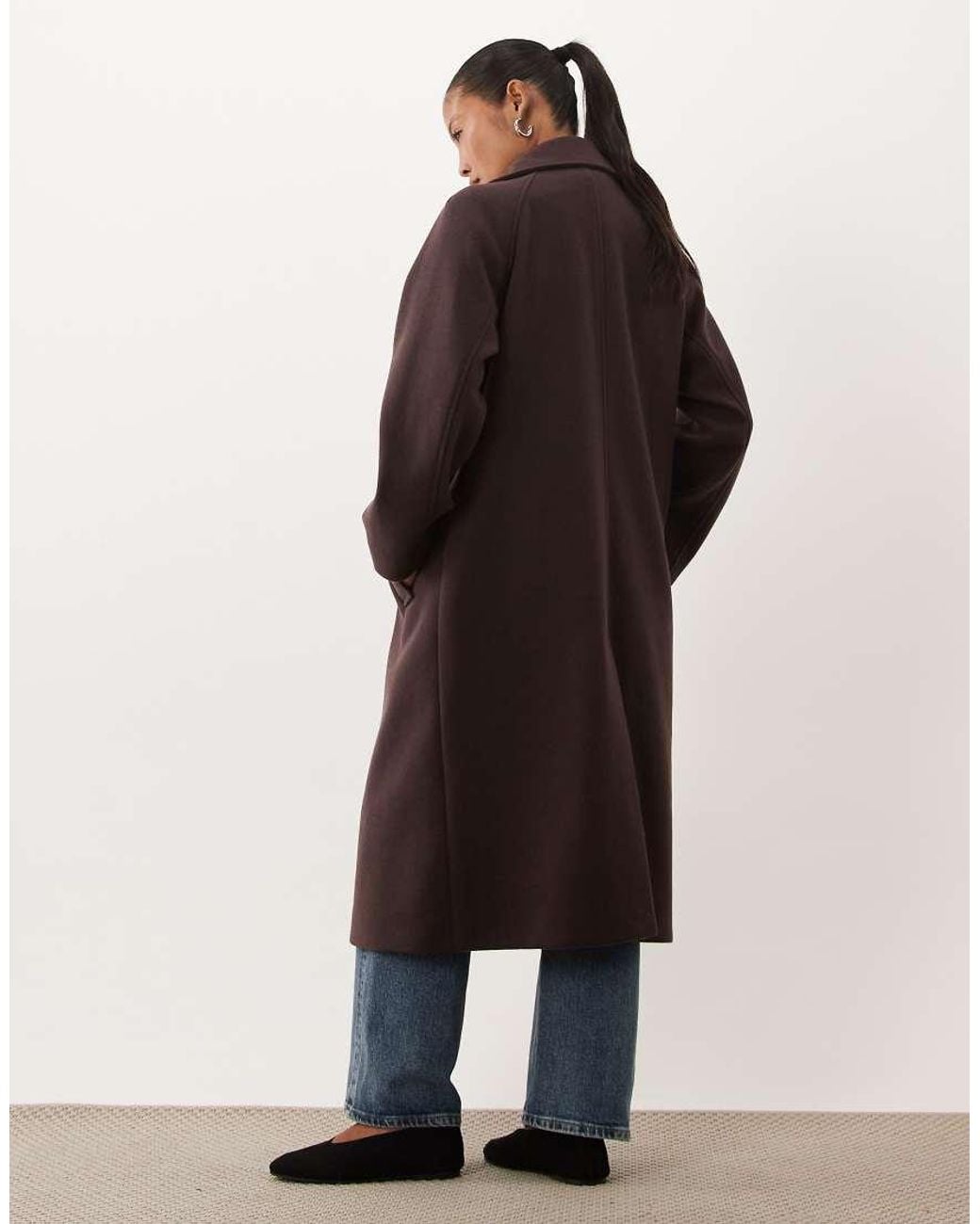 ASOS Black Asos Design Petite Longline Double Breasted Coat