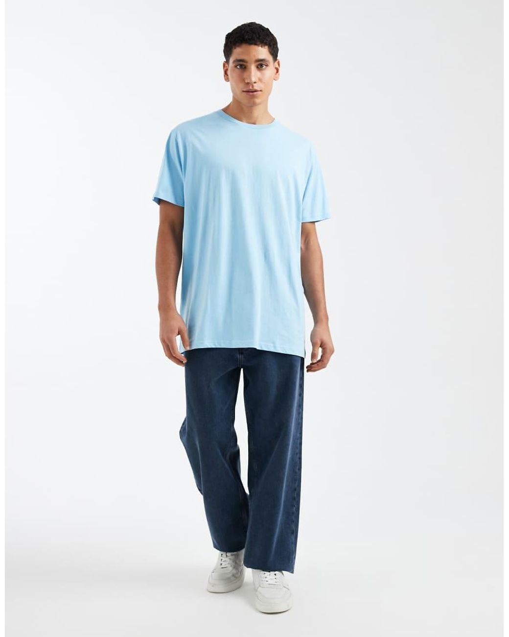 Brave Soul Blue Oversized Crew Neck T-shirt for men