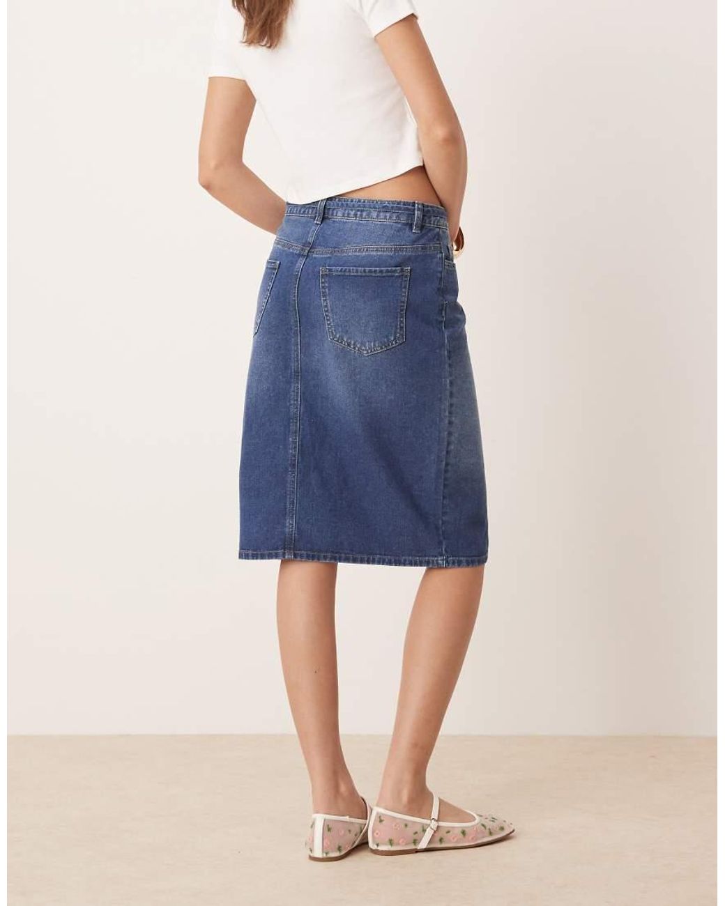 Jdy Blue Low Waist Denim Pencil Skirt