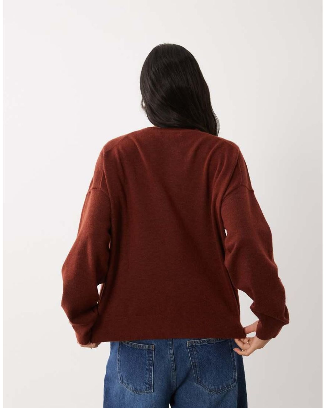 Mango Red Round Neck Fine Knit Jumper