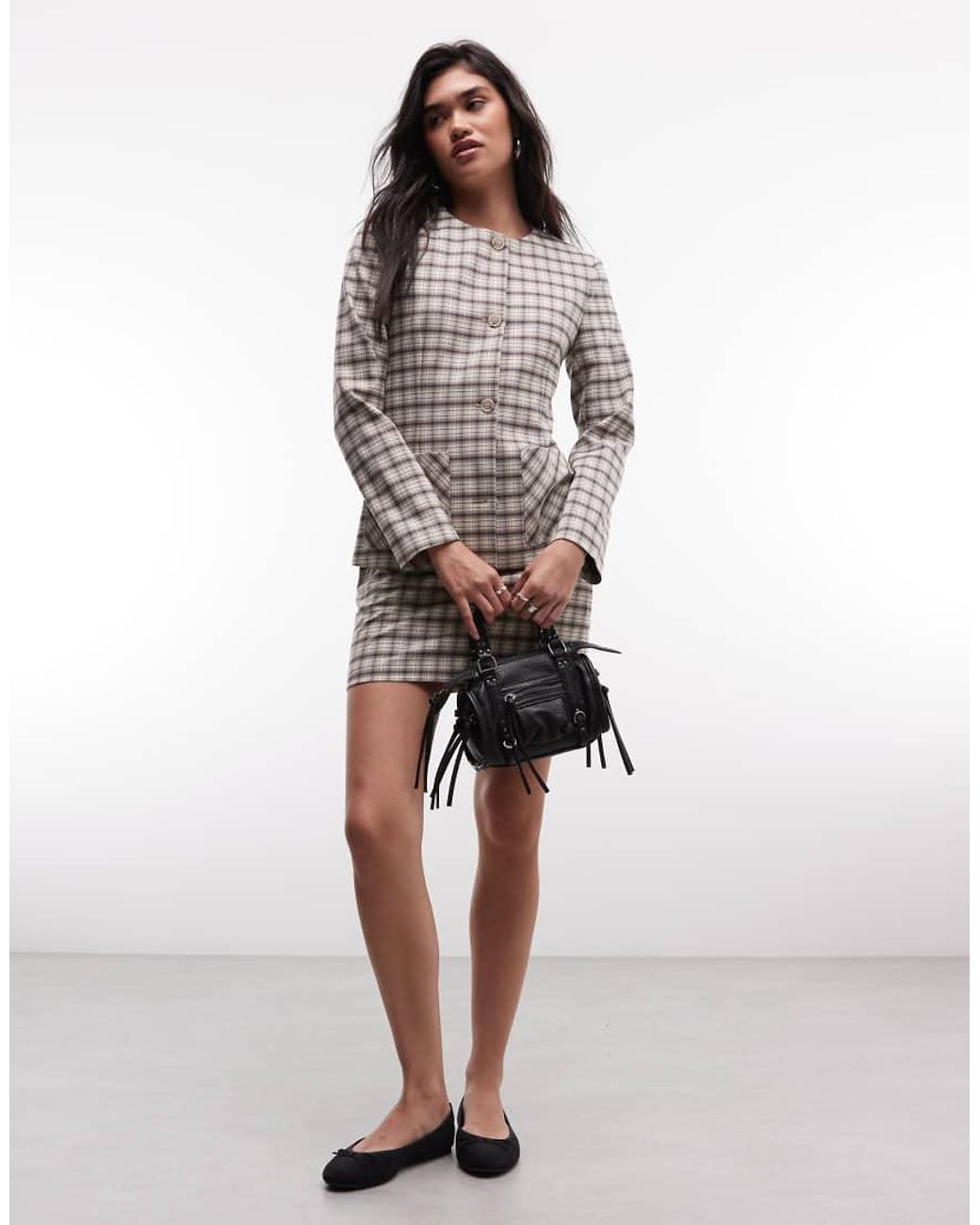ASOS Gray Tailored Collarless Jacket