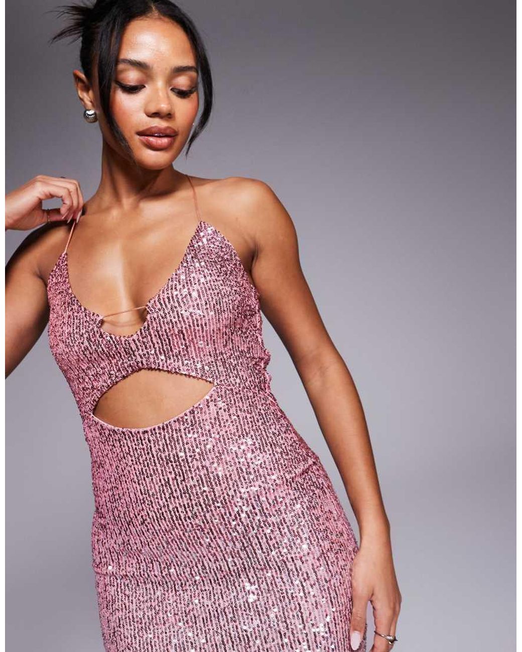 Vesper Purple Strappy Sequin Midaxi Dress