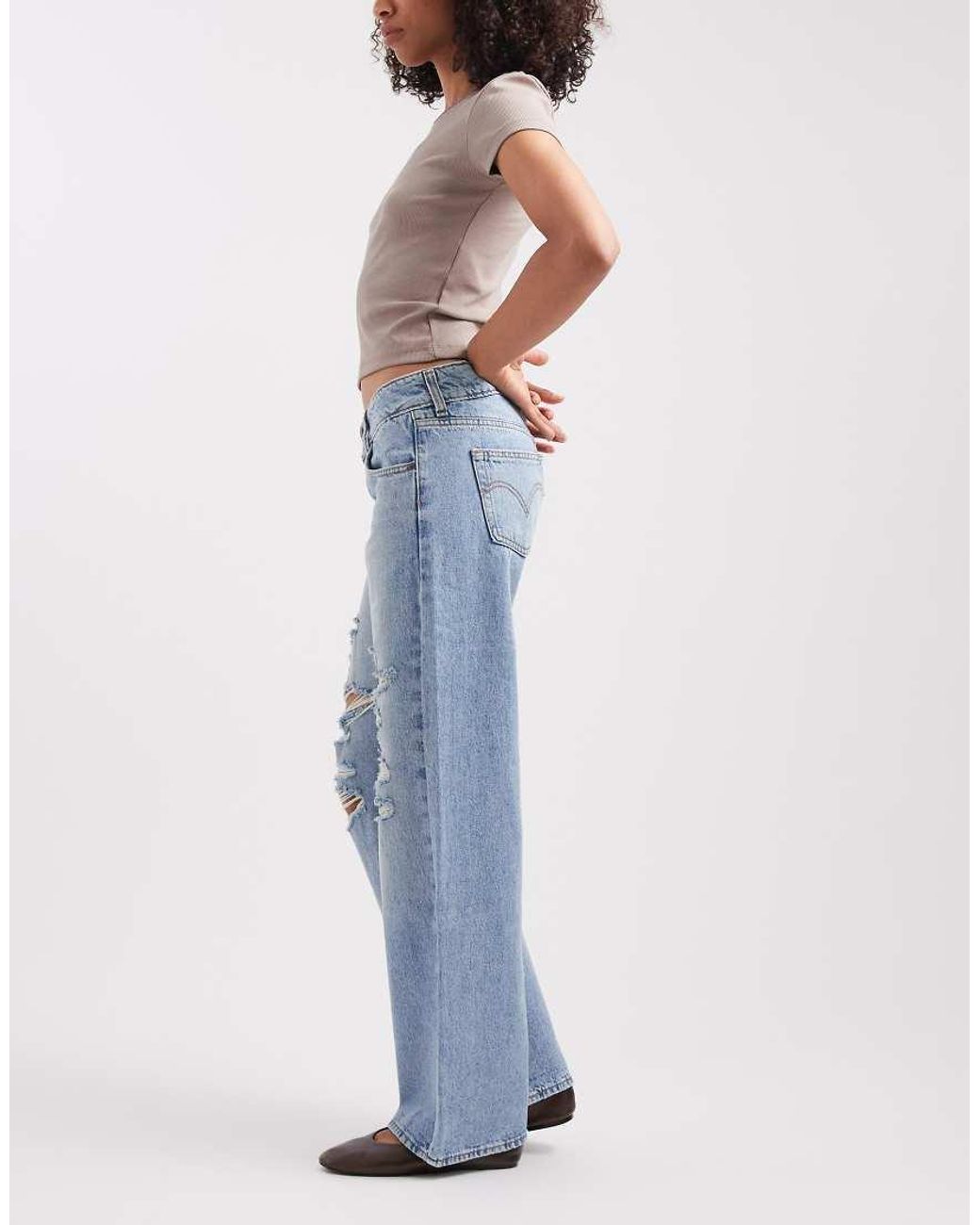 Levi's Blue Superlow Loose Jeans With Rips