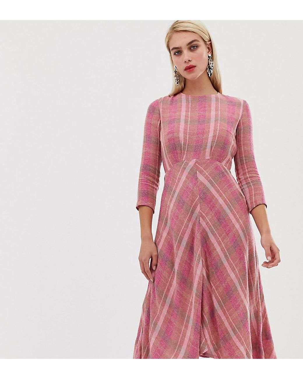 Vestido Largo Vestido Midi Cuadros Mango Vestido Midi De Cuadros