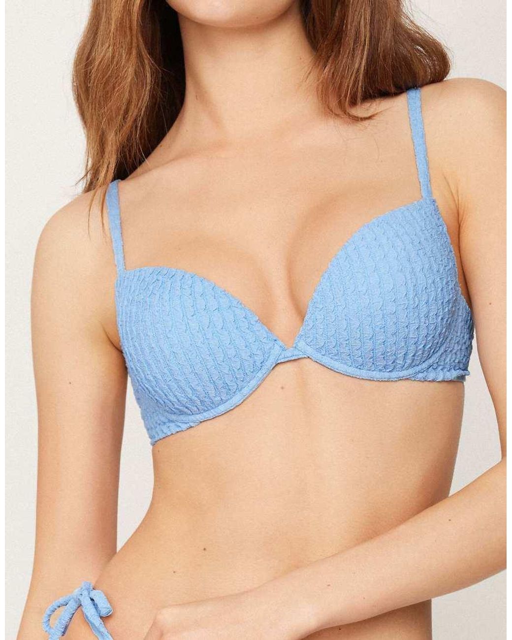 Tezenis Blue Dreamy Texture Padded Push-Up Bikini Top