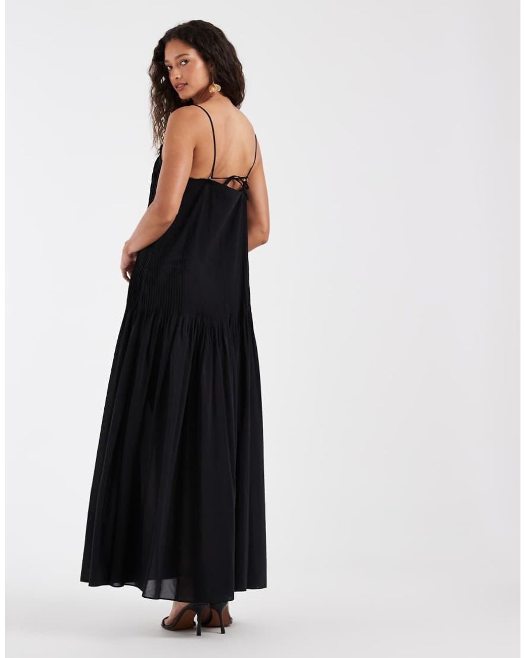 & Other Stories Blue Pleated Drop Waist Maxi Dress