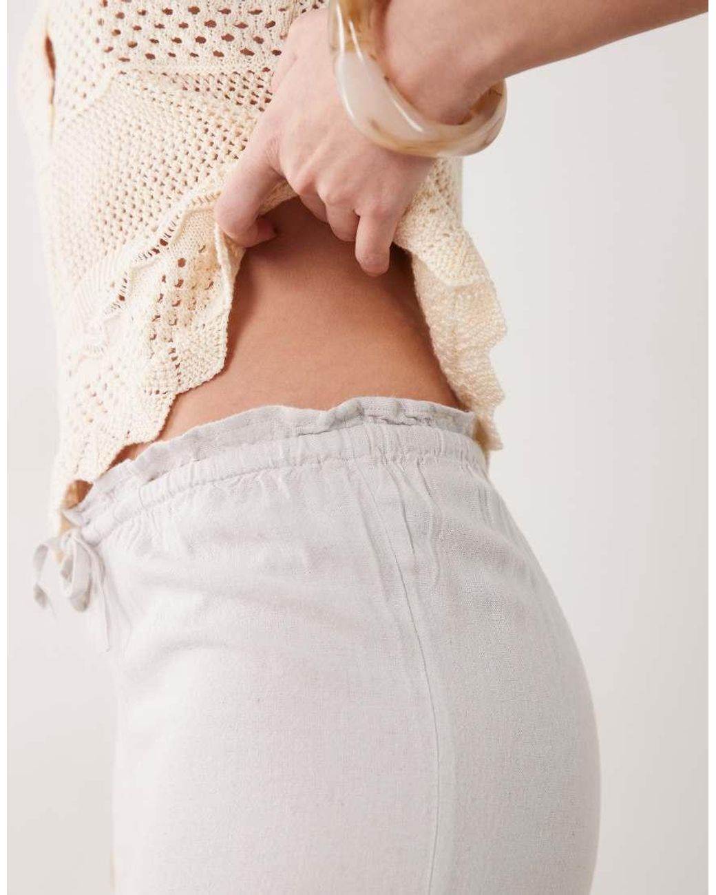 Mango Natural Teen Linen Mix Tie Waist Pants