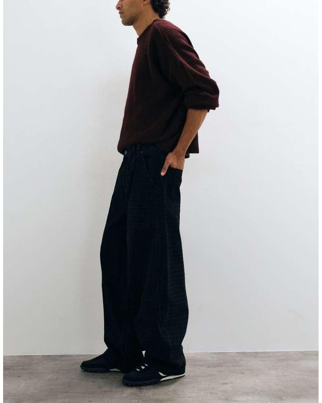 The Ragged Priest Black Micro Grid Jeans for men