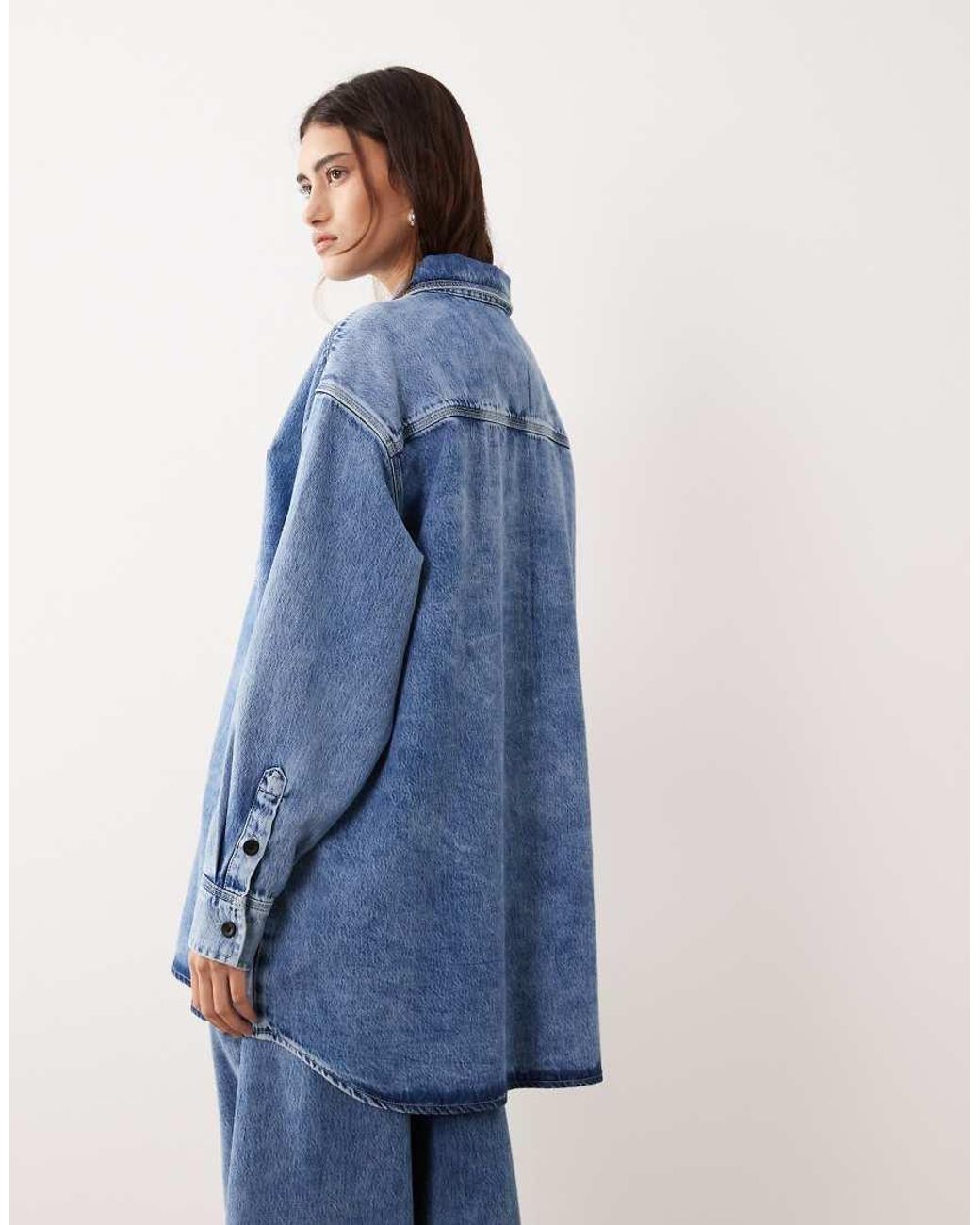 ARRANGE Blue Seam Detail Washed Denim Shirt