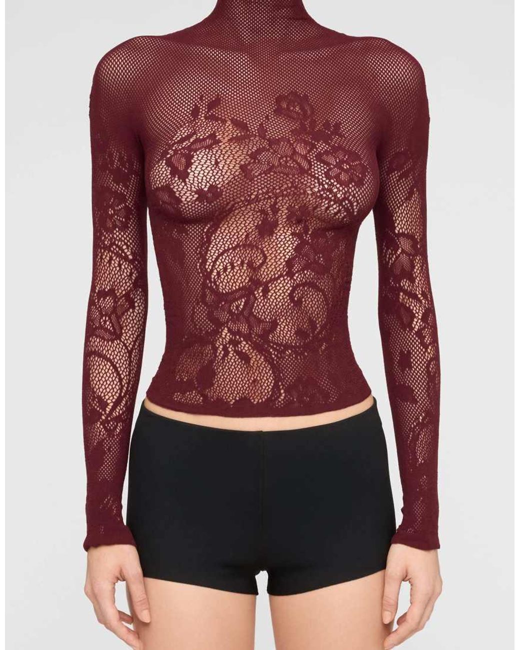 Calzedonia Red Liberty Floral Fishnet Top