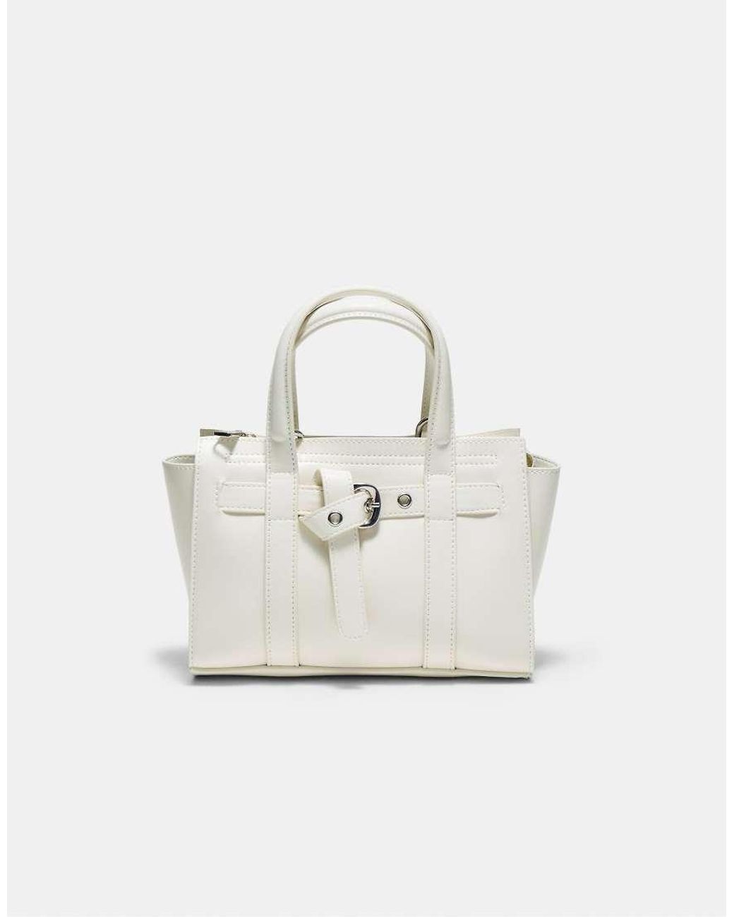 Stradivarius White Mini Tote Bag With Buckle