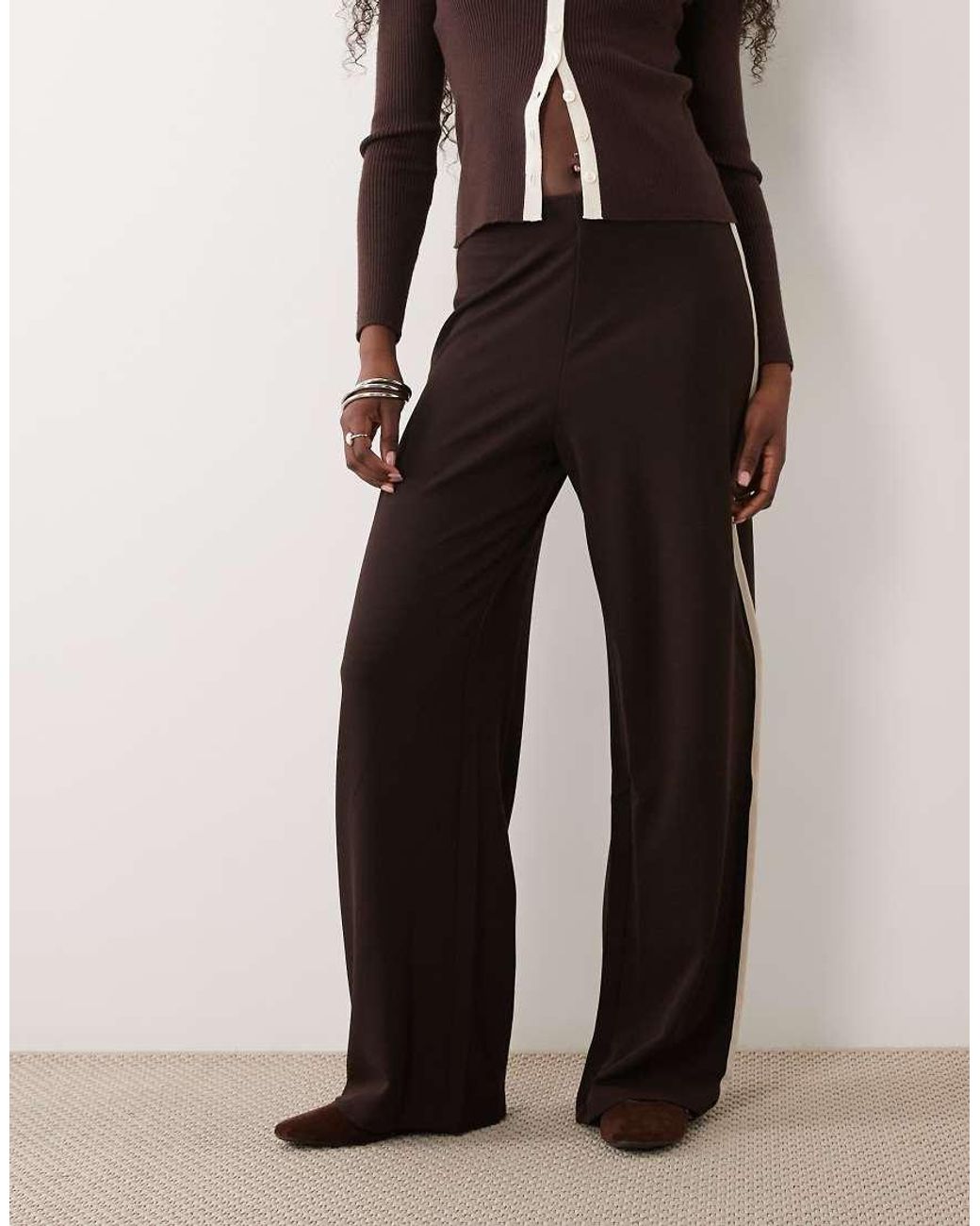 Jdy Black Wide Leg Trousers With Side Stripe