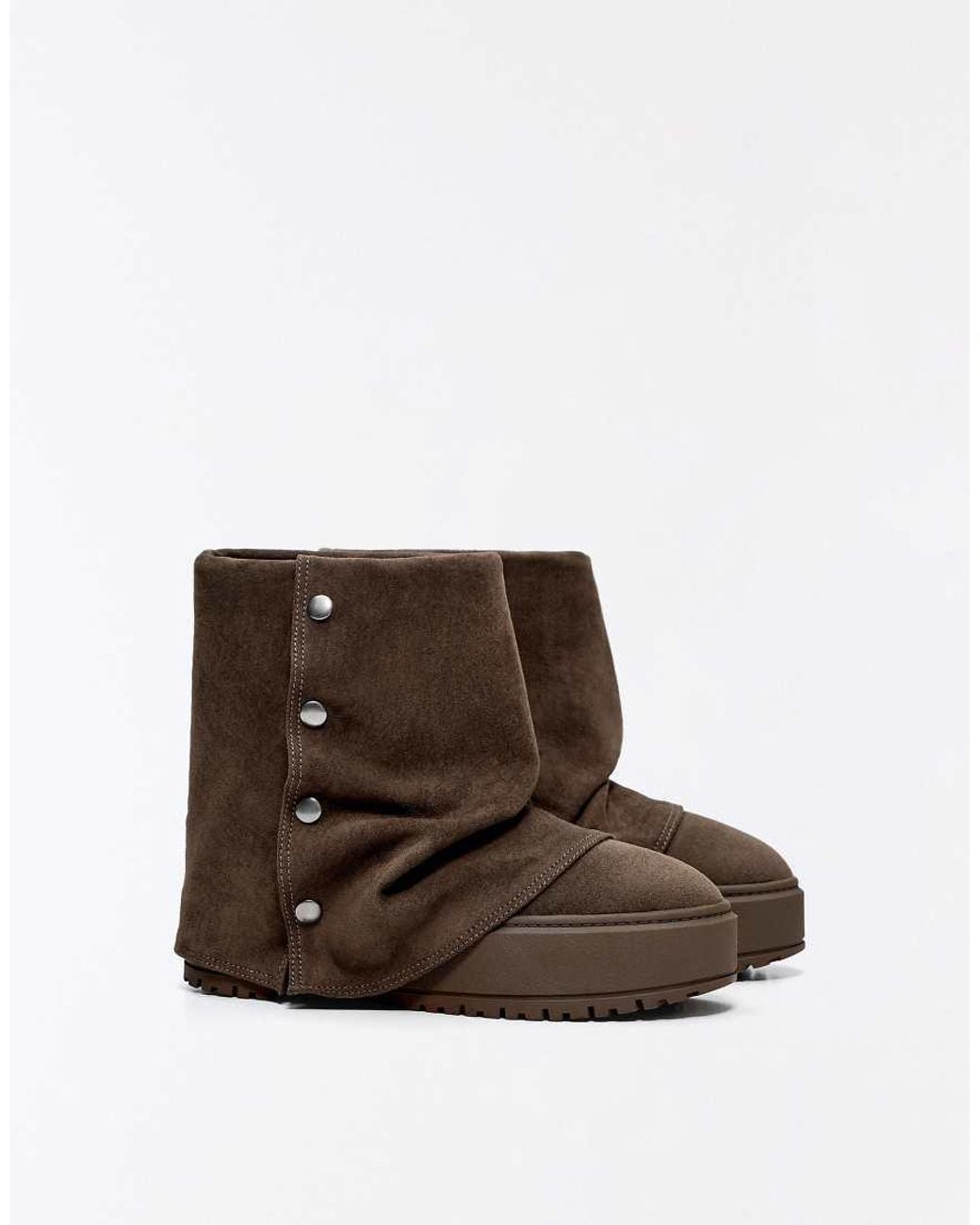 Bershka Brown Fur-lined Trouser Ankle Boots
