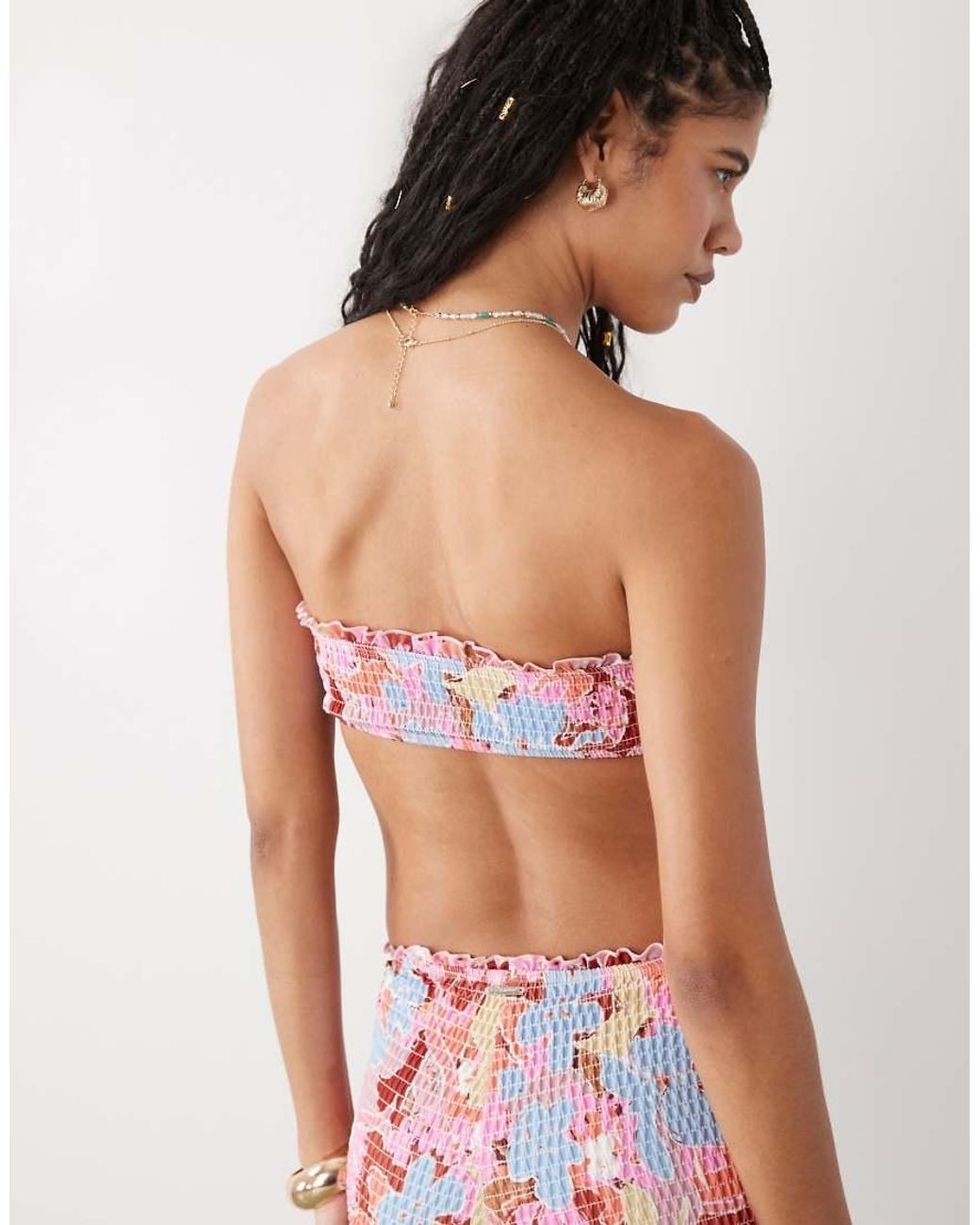 Reclaimed Vintage Multicolor Bandeau With Shirred Waist