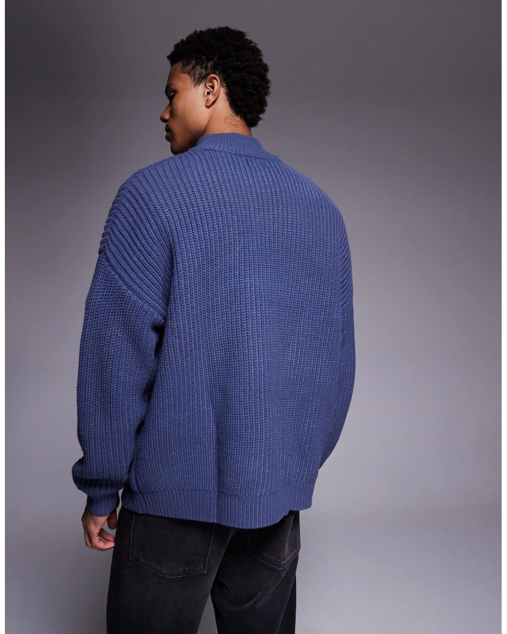 ASOS – schwerer oversize-strickpullover in Blue für Herren