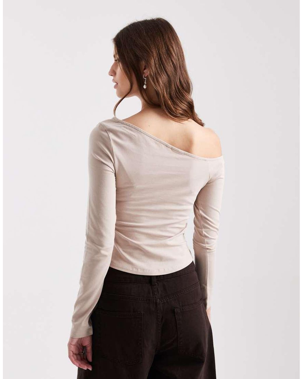 ASOS White Cotton Off Shoulder Long Sleeve Top