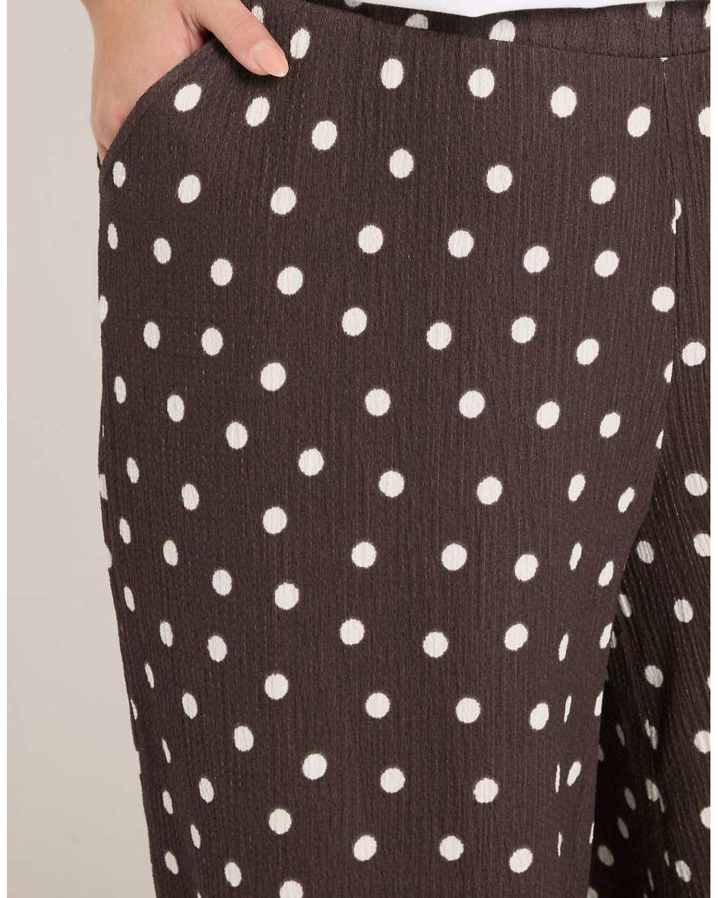 Yours Clothing White Polka Dot Textured Culottes