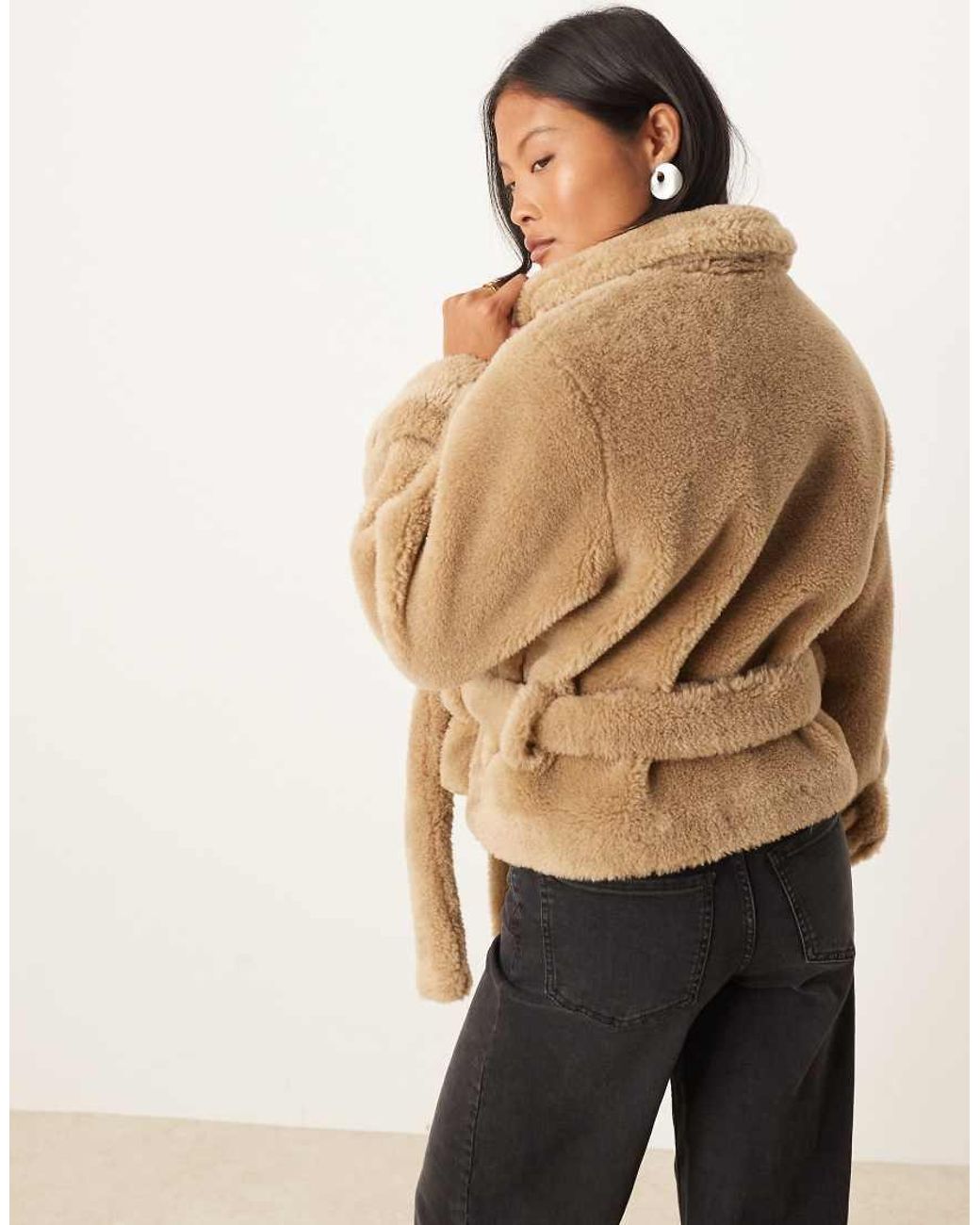 ASOS Natural Asos Design Petite Borg Cropped Trench Coat