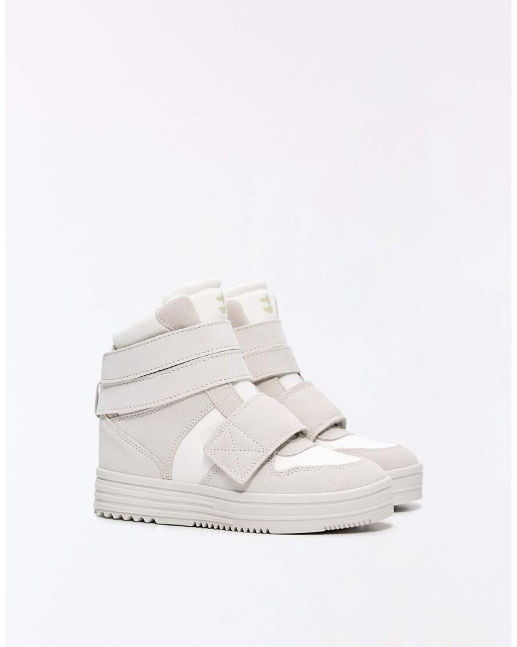 Bershka White High-top Hidden Wedge Trainers