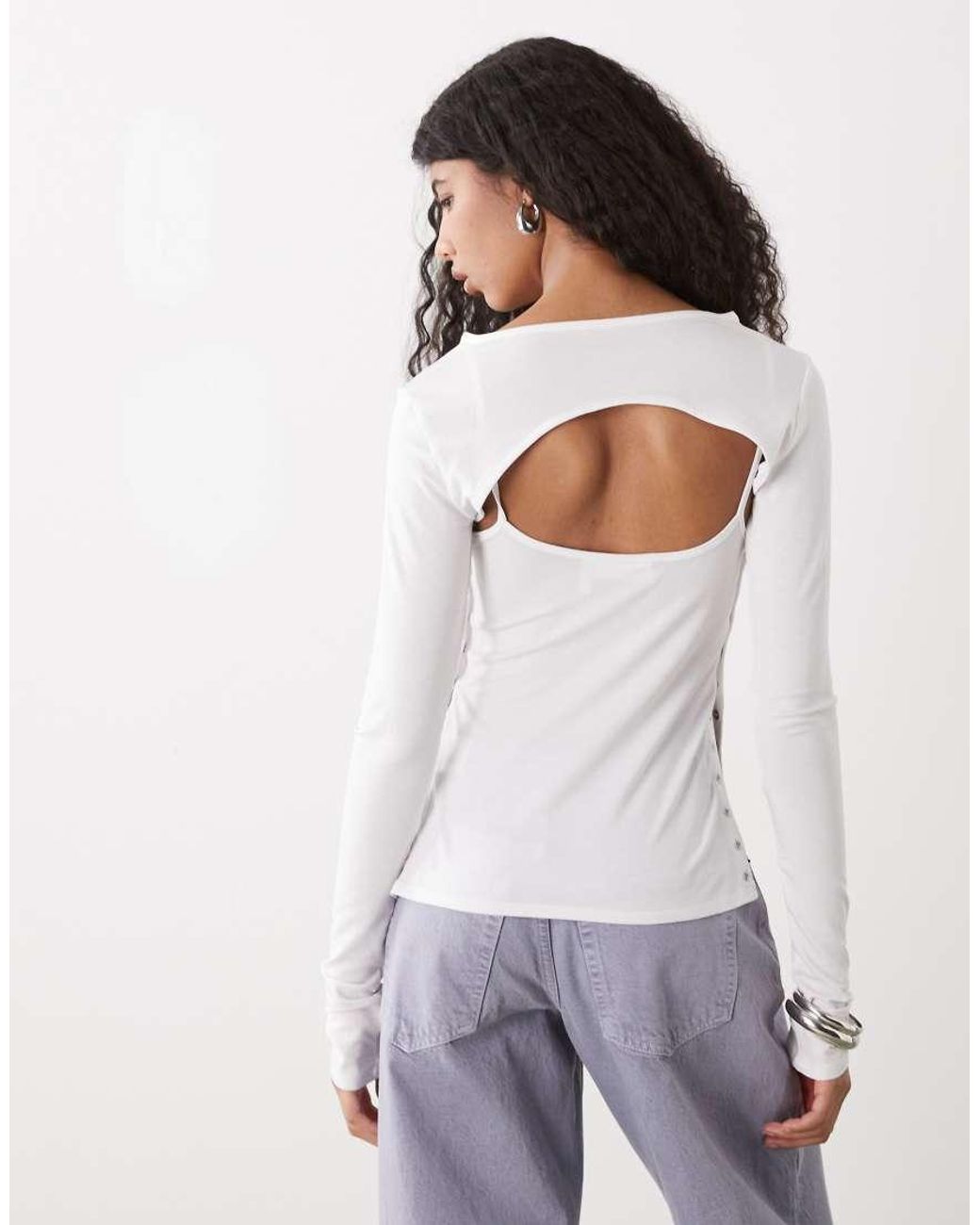 Weekday Top Met Lange Mouwen En Bolero-Detail in het White
