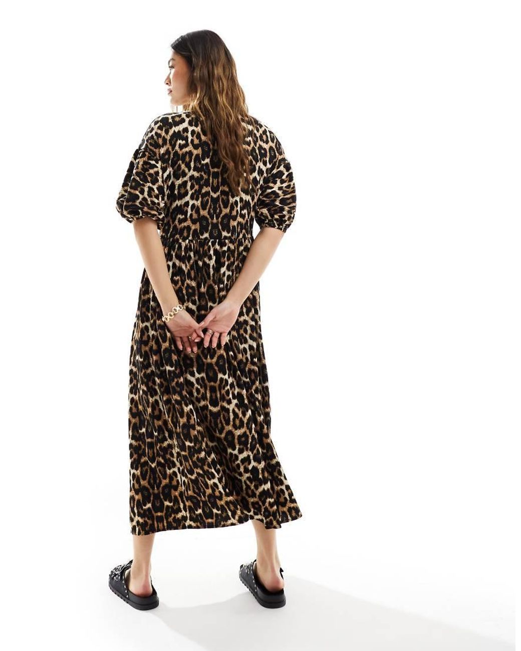 ASOS Black Puff Sleeve Tie Front Maxi Dress