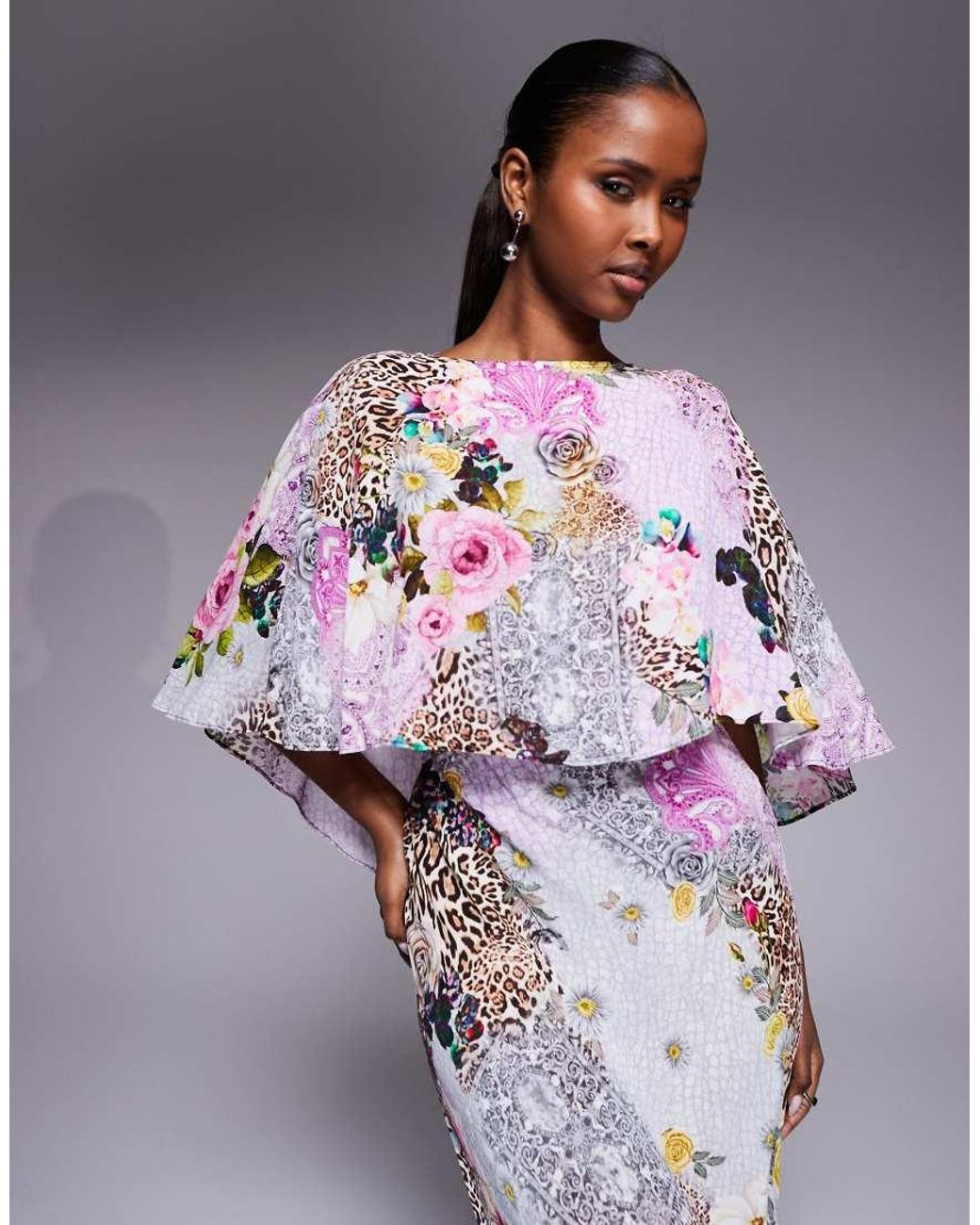 AFRM Purple Izel Maxi Dress With Cape Detail