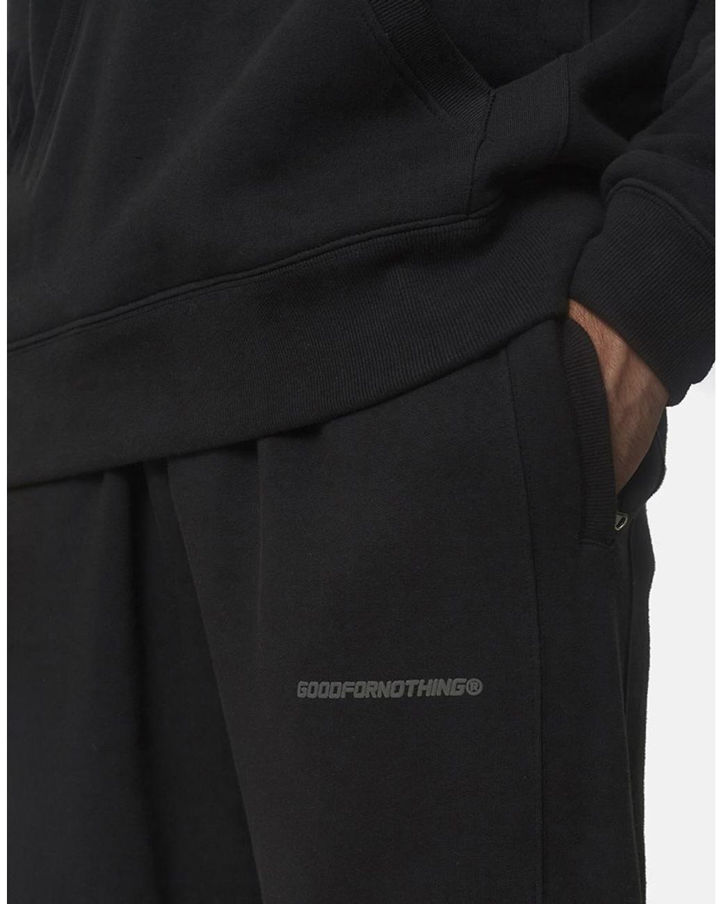 Good For Nothing Black Oversized Cotton Fleece Joggers for men